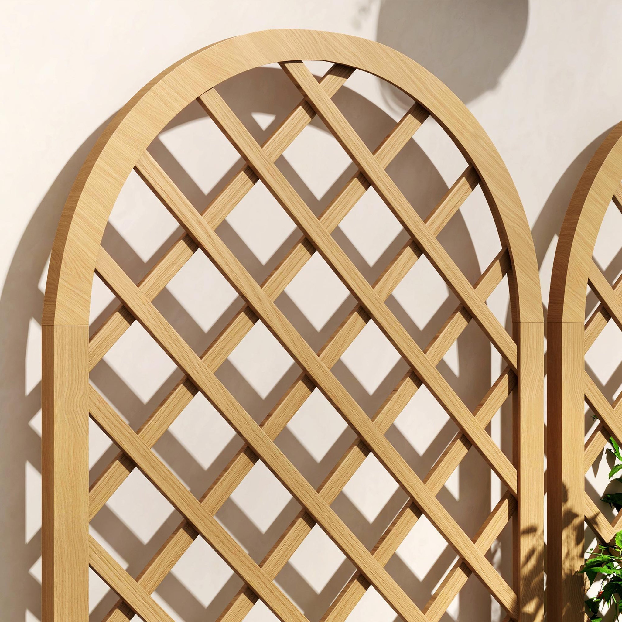 Voir la diapositive 5 : OUTSUNNY Lot de 2 treillis bois pour plantes grimpantes dim. 60L x 150H cm sapin pré-huilé