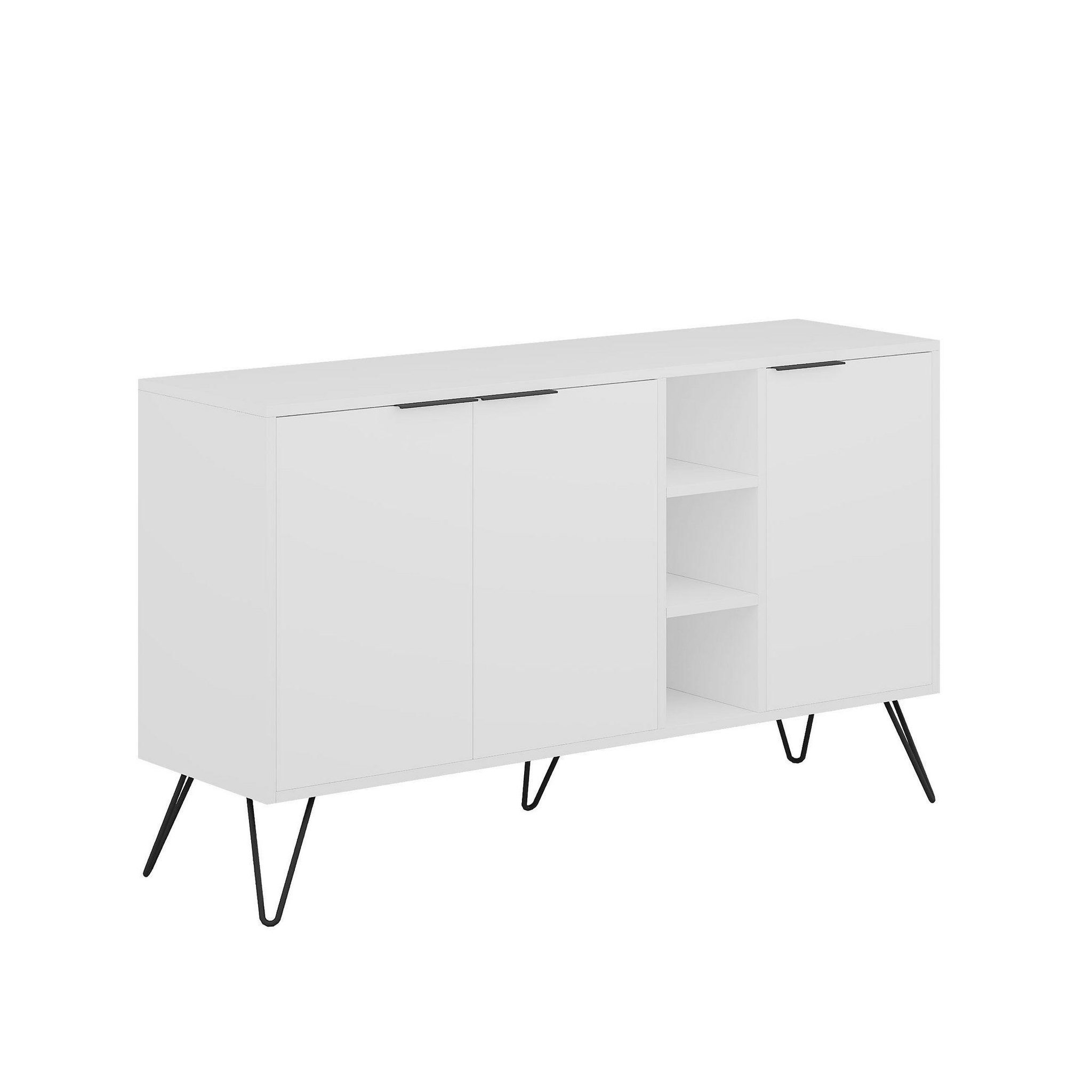 Voir la diapositive 4 : Habitat et Jardin Buffet en bois  clara  - 142 x 35 x 83 cm - blanc