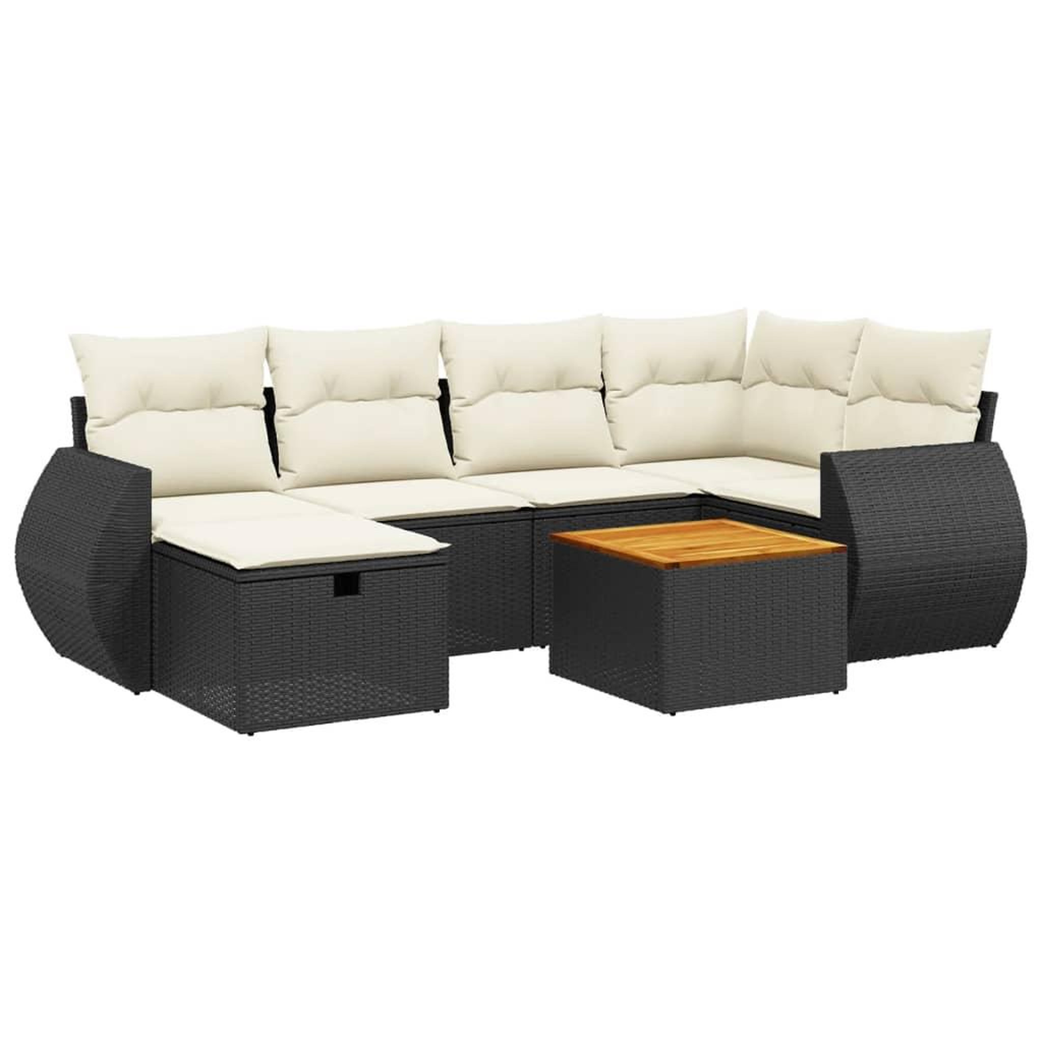 Voir la diapositive 2 : VIDAXL Salon de jardin 7 pcs avec coussins noir resine tressee