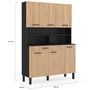 Voir la diapositive 5 : ID MARKET Buffet de cuisine 120 CM CINA 6 portes + tiroir noir et façon hêtre