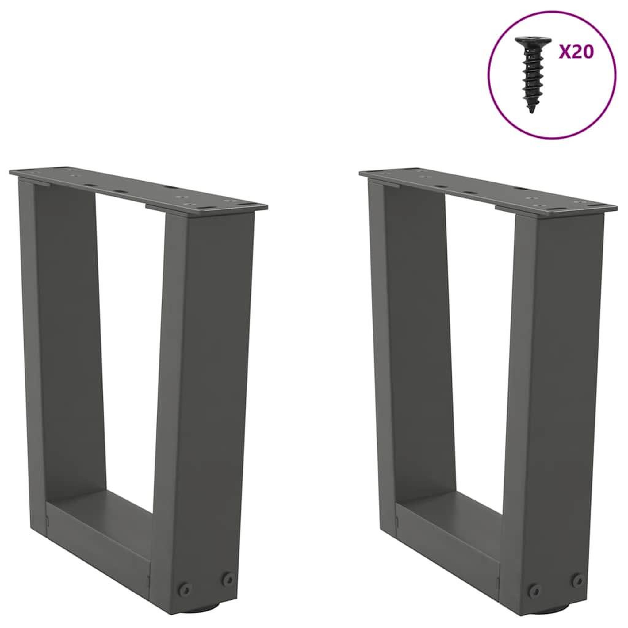 Voir la diapositive 3 : VIDAXL Pieds de table a manger forme V 2 pcs anthracite 40x(30-31,3)cm