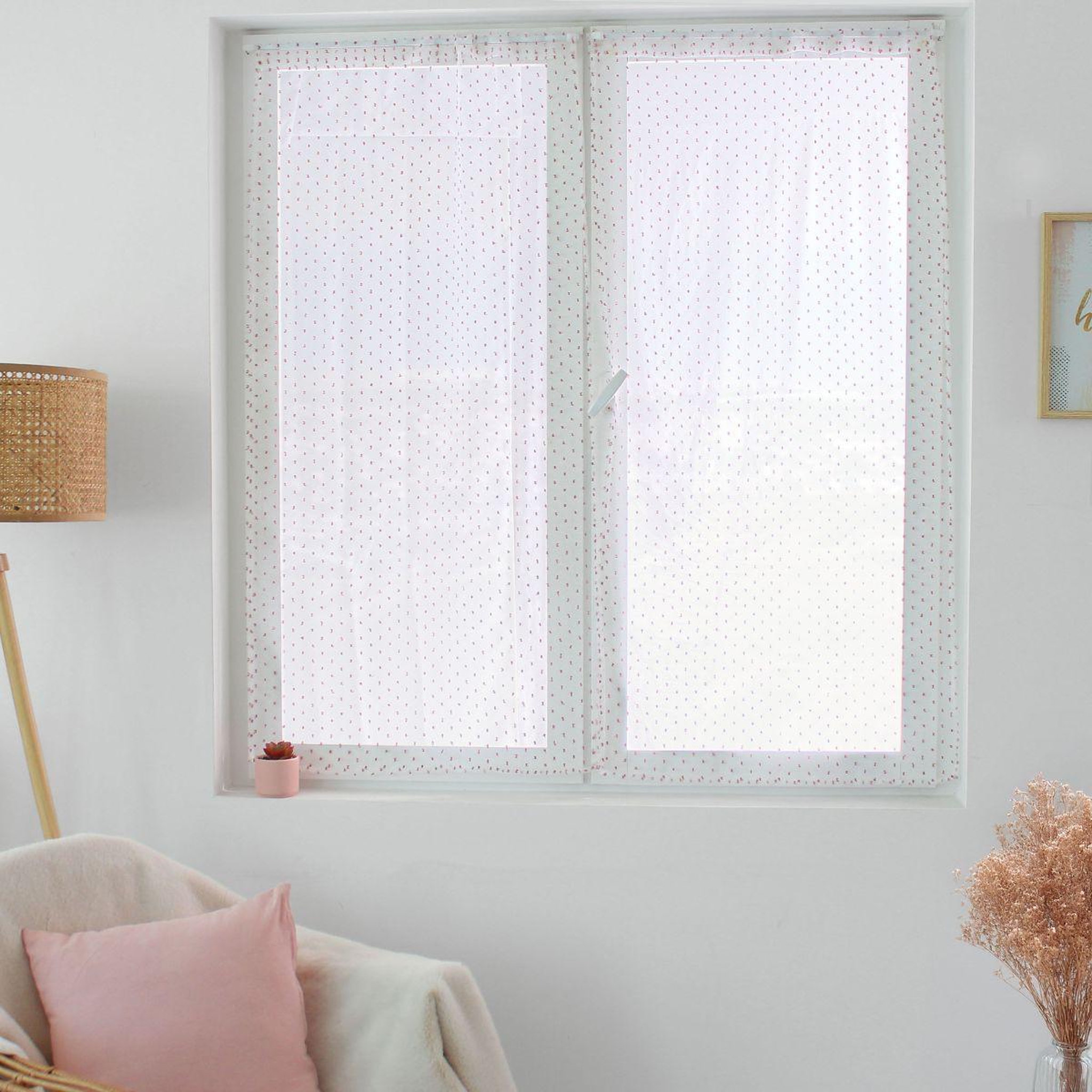 ENJOY HOME Paire de voilages  lolita  60x160cm blanc & rose