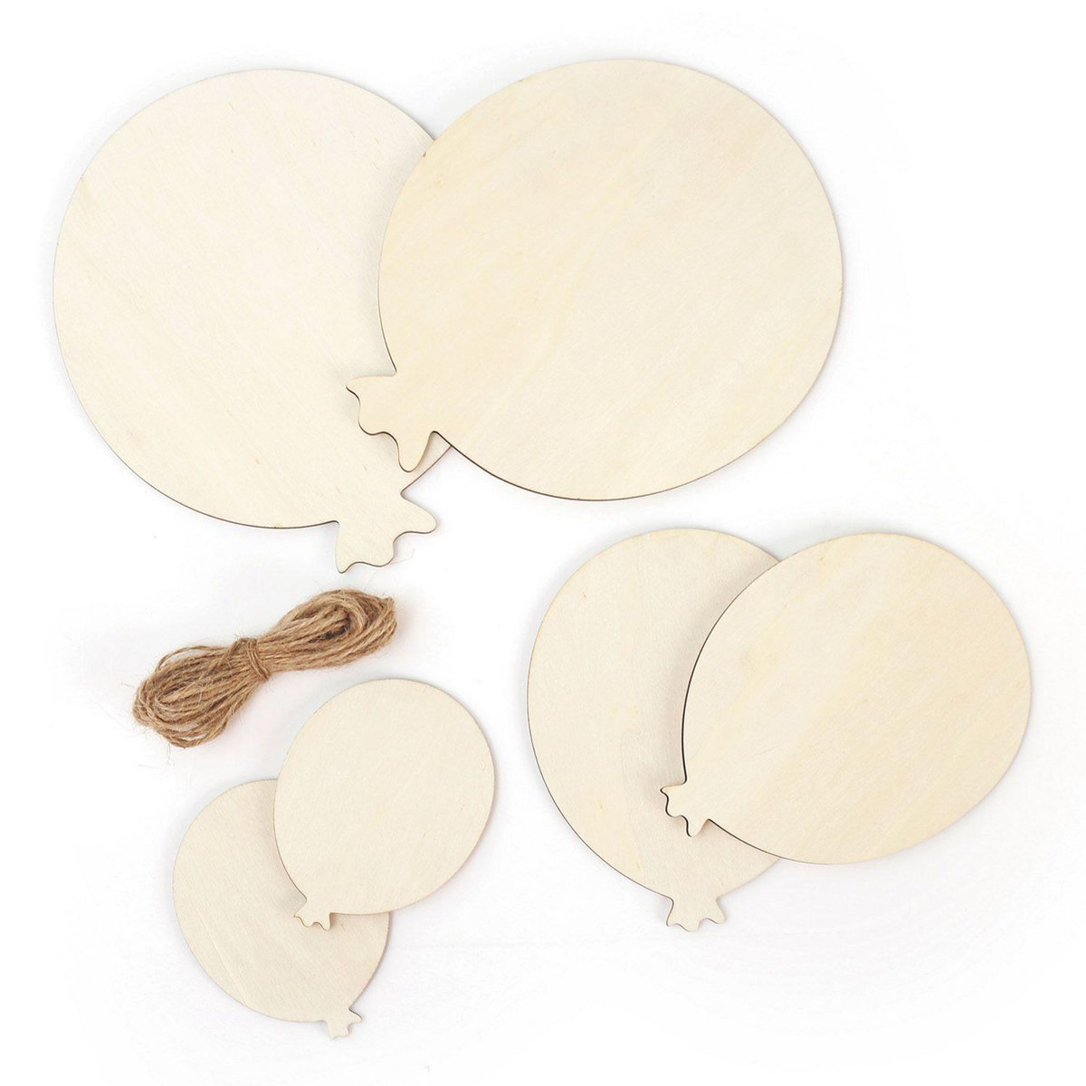Graine créative 6 ballons en bois + fil de jute