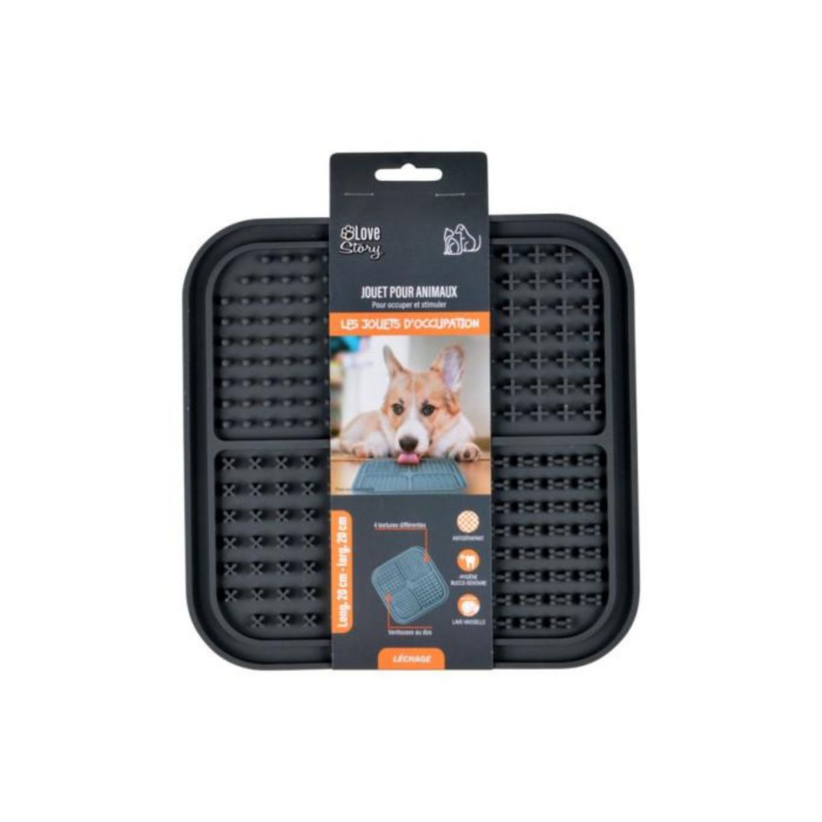 Paris Prix Tapis de Léchage Animaux  Silicone  20cm Anthracite