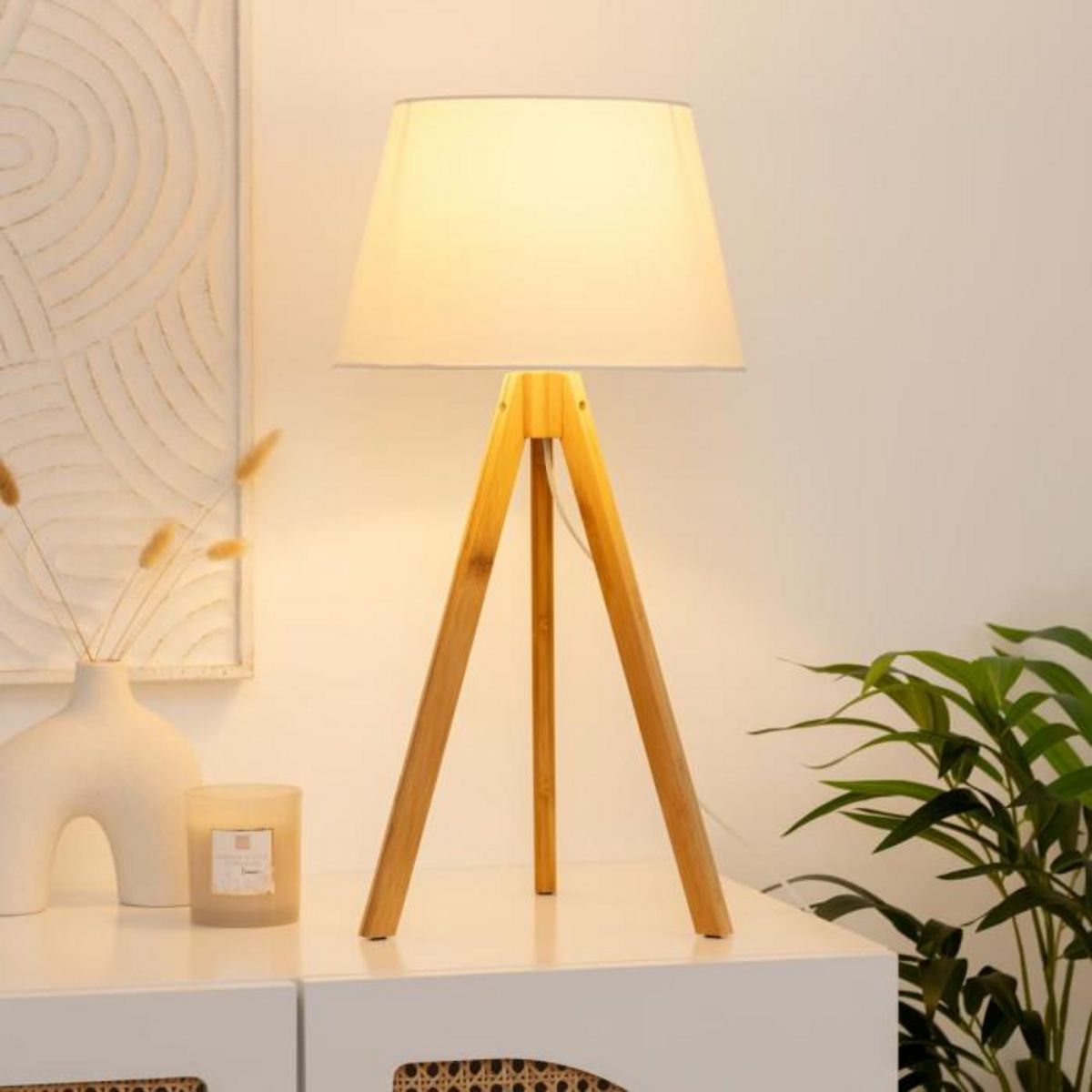 ATMOSPHERA Lampe à Poser  Bahi  55cm Blanc