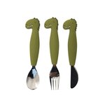 Trixie Couverts 3 pièces en silicone - Mr. Dino