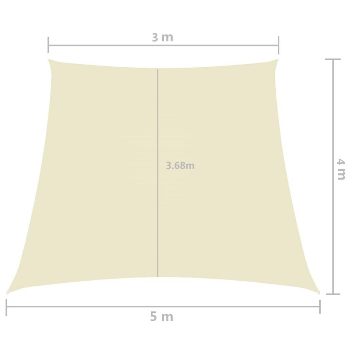 VIDAXL Voile de parasol Tissu Oxford trapeze 3/5x4 m Creme