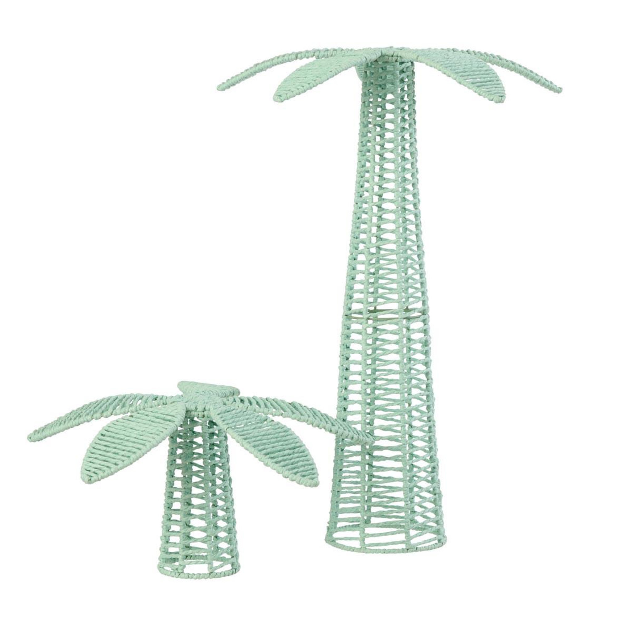 Voir la diapositive 2 : J-LINE Palmier déco en papier  coco  20cm bleu azur