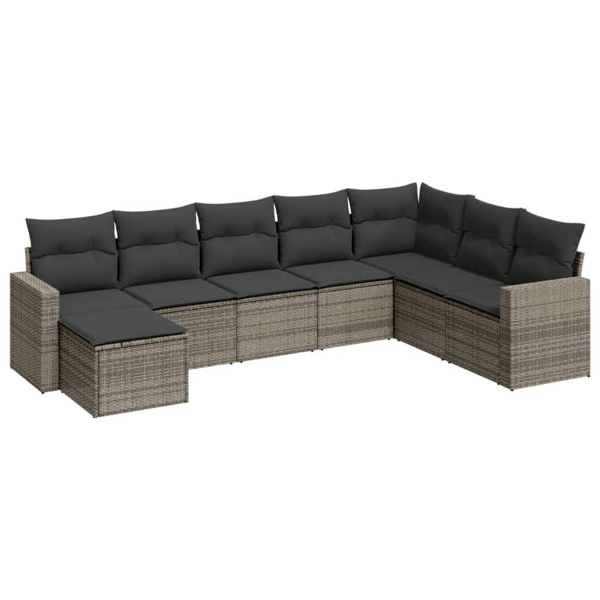 Voir la diapositive 2 : VIDAXL Salon de jardin 8 pcs avec coussins gris resine tressee