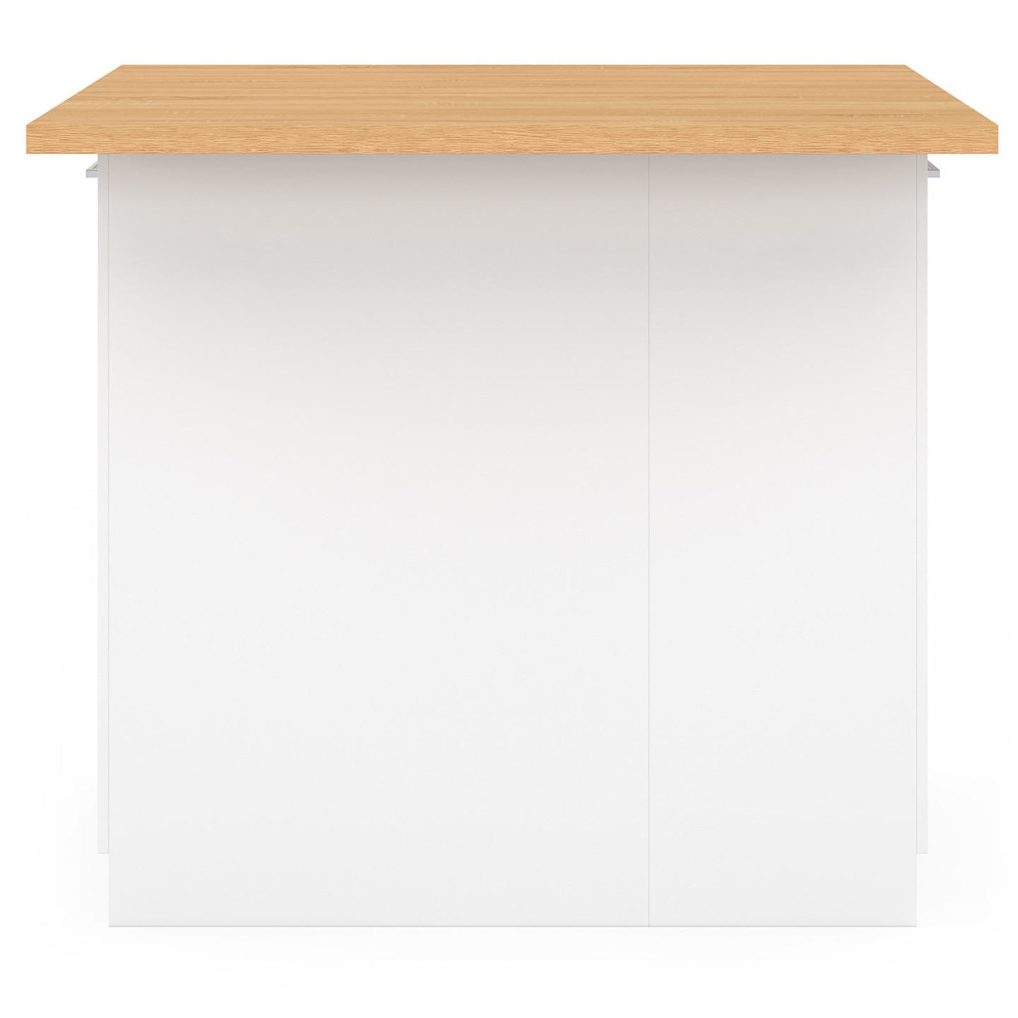 Voir la diapositive 3 : ID MARKET Ilot central ivo 100 cm blanc avec plan de travail façon hêtre