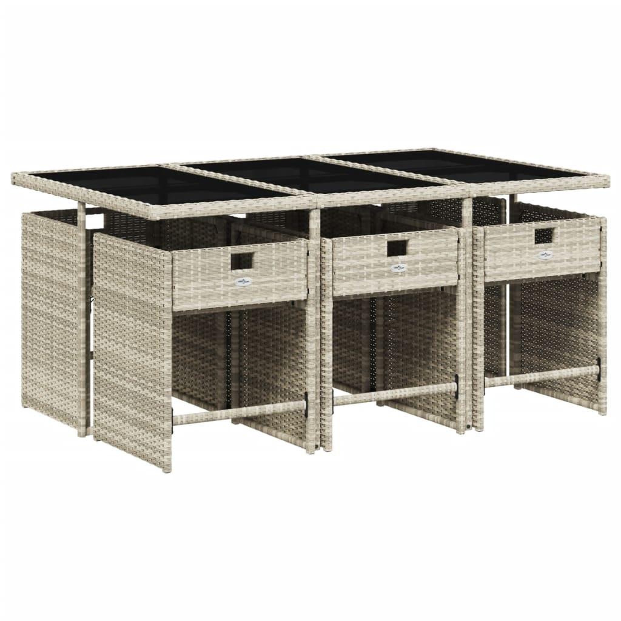 Voir la diapositive 3 : VIDAXL Ensemble a manger de jardin et coussins 7 pcs gris clair rotin