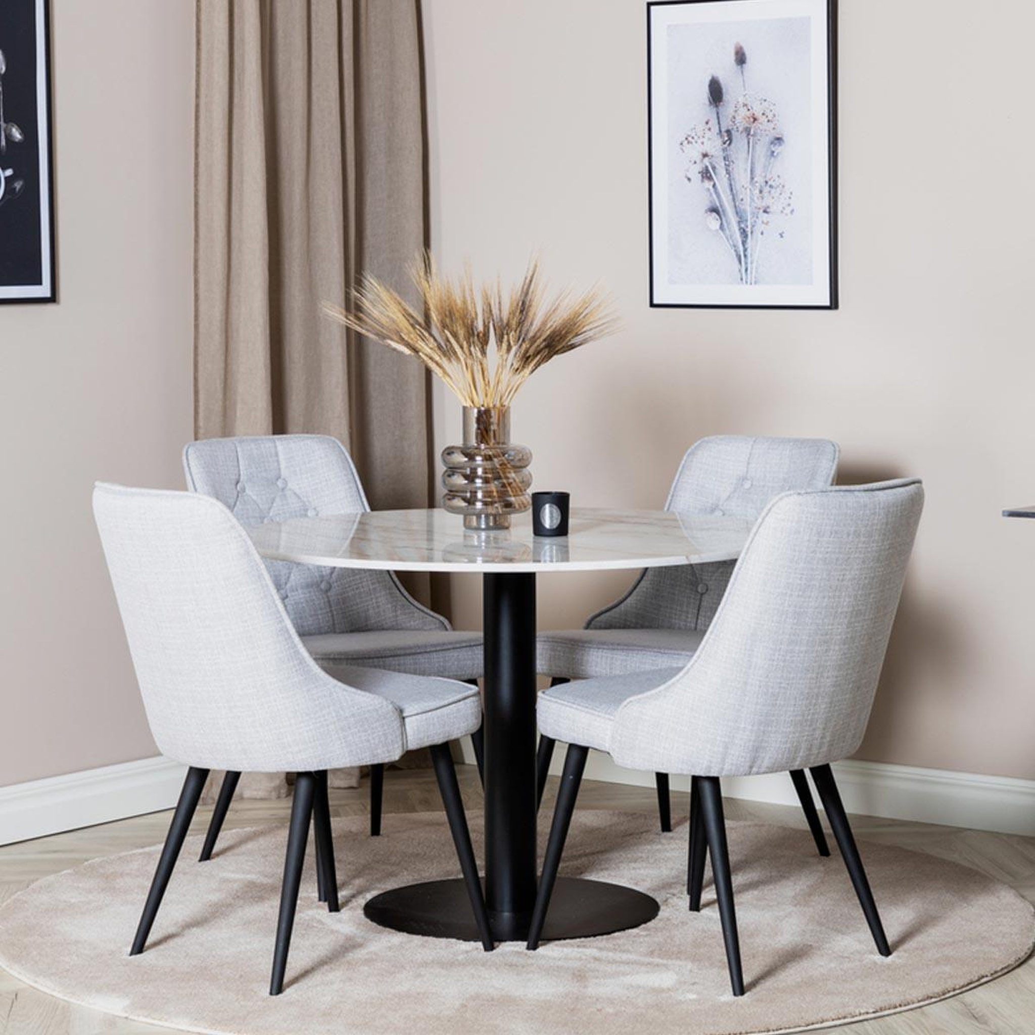 Voir la diapositive 4 : Paris Prix Ensemble table à manger & 4 chaises  estelle i & deluxe  106cm blanc & gris