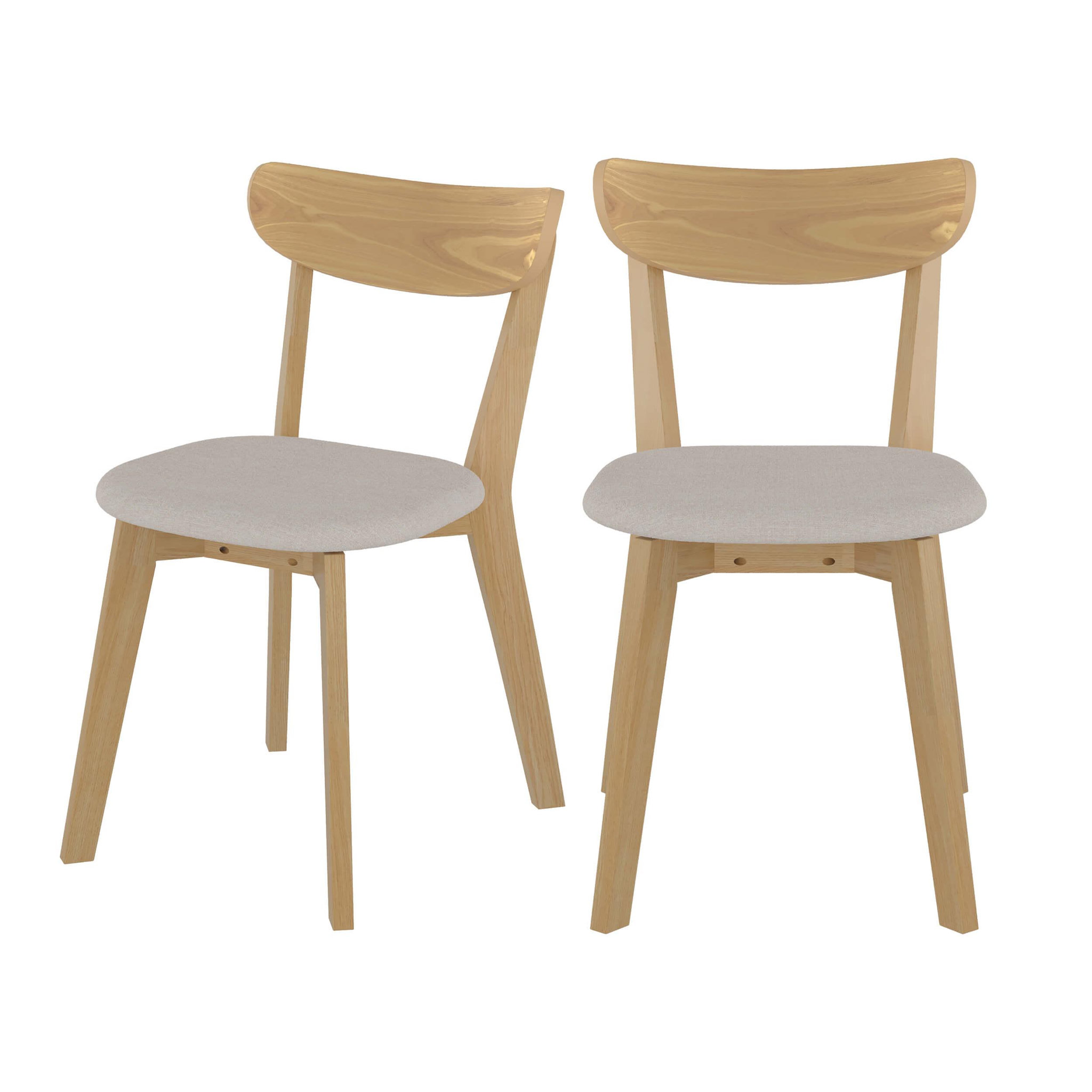 MAISON PAVANE Lot de 2 chaises en tissu beige et bois de frêne-tabata