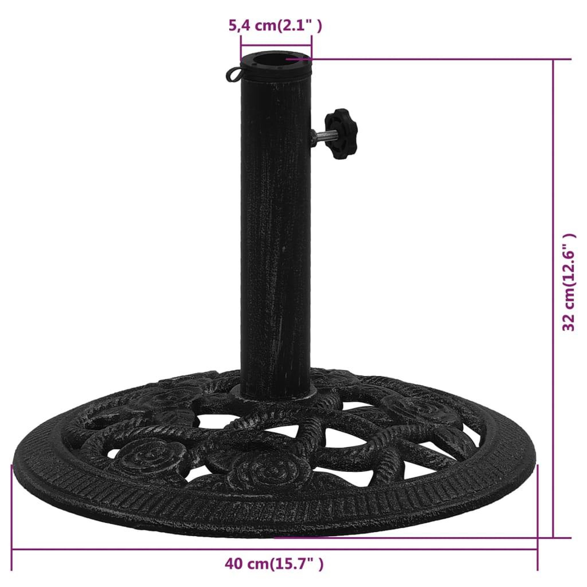 Voir la diapositive 6 : VIDAXL Socle de parasol Noir 40x40x32 cm Fonte