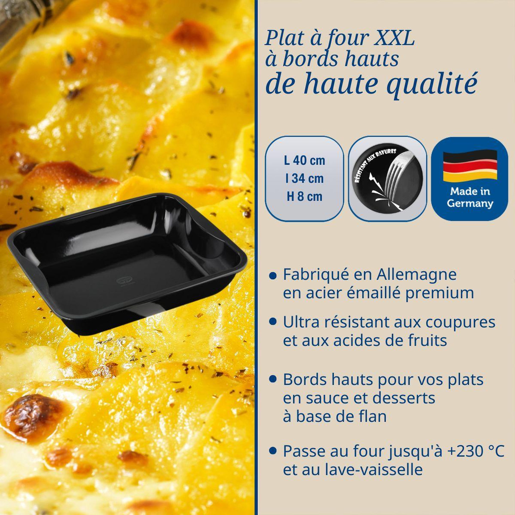 Voir la diapositive 3 : DR.OETKER Plat à four XXL à bords hauts Dr Oetker Back-Idee Kreativ