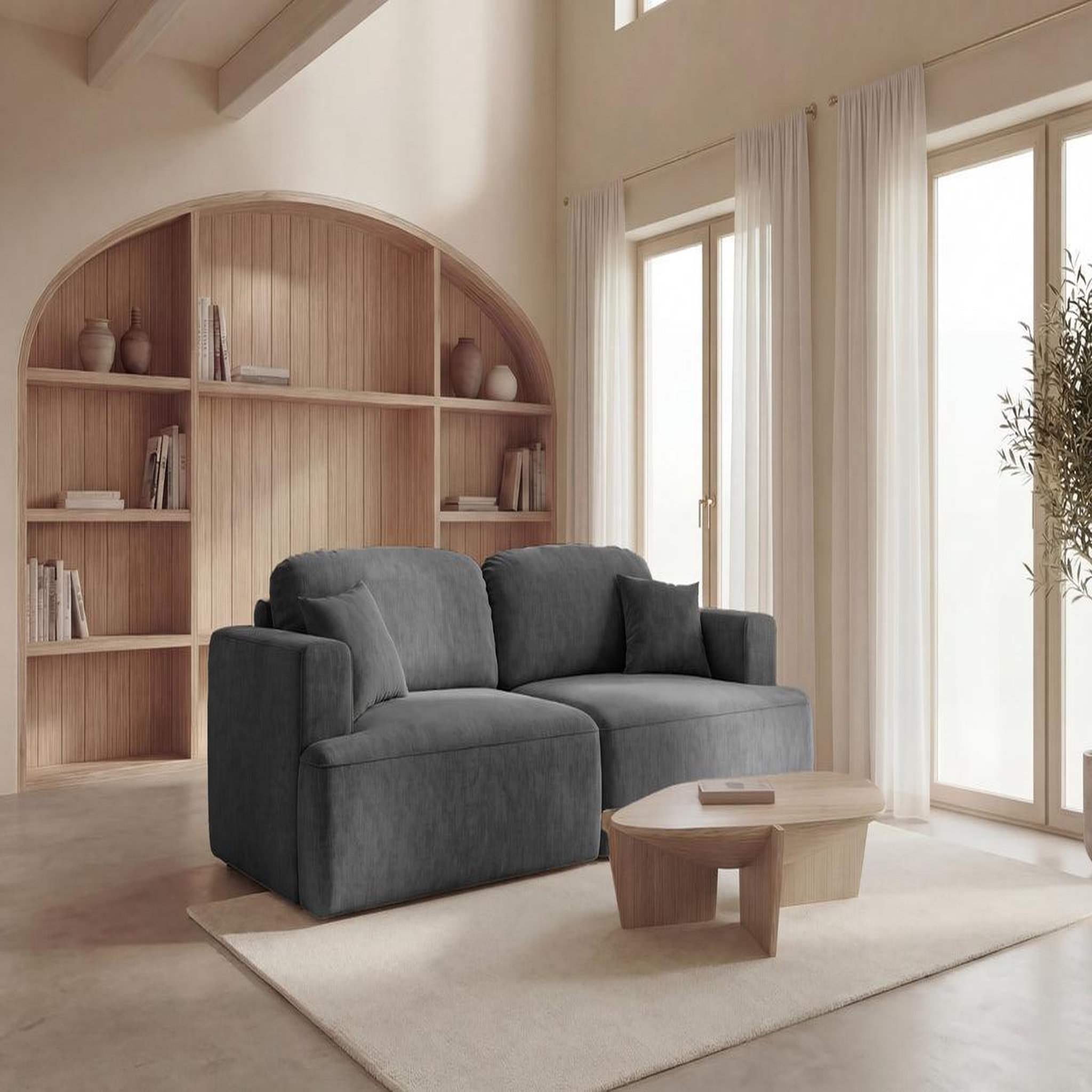 Voir la diapositive 2 : CASANOVA PARIS Chiara - canapé droit convertible tissu velours 3 places