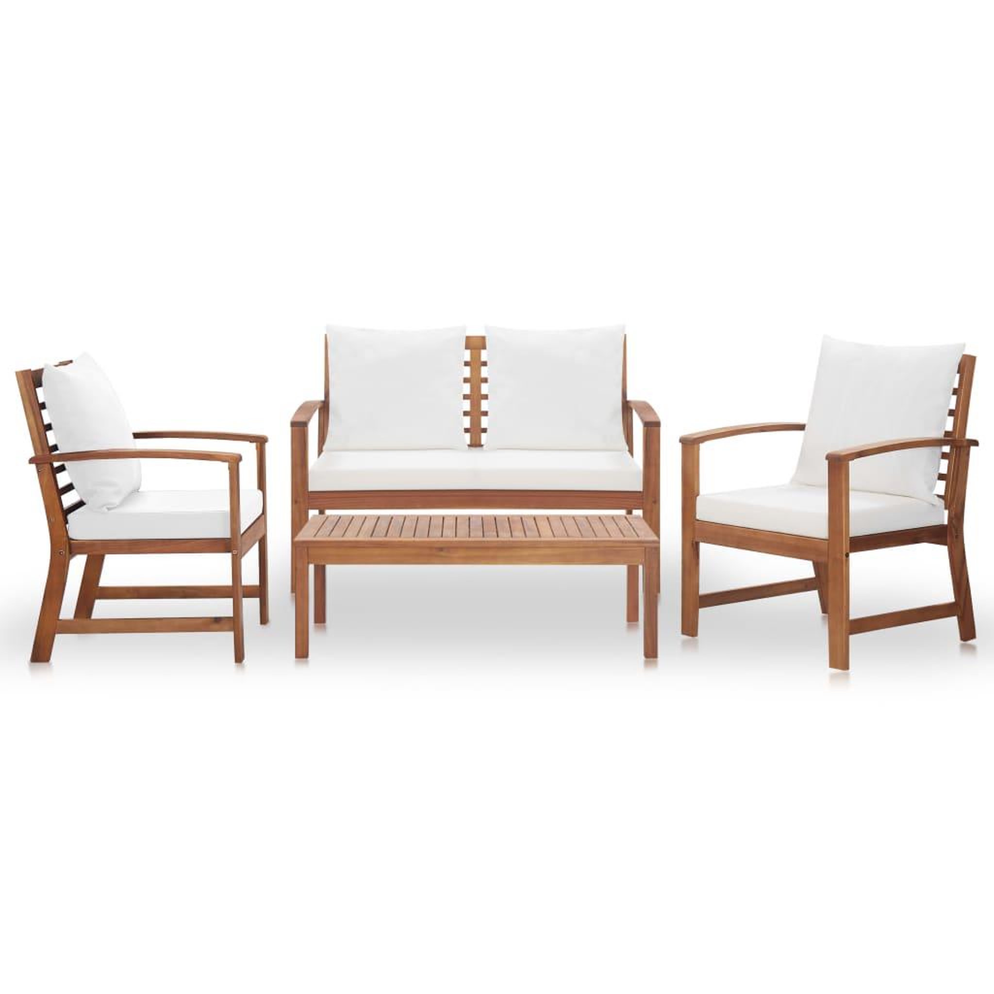 Voir la diapositive 2 : VIDAXL Salon de jardin avec coussins 4 pcs Bois d'acacia solide