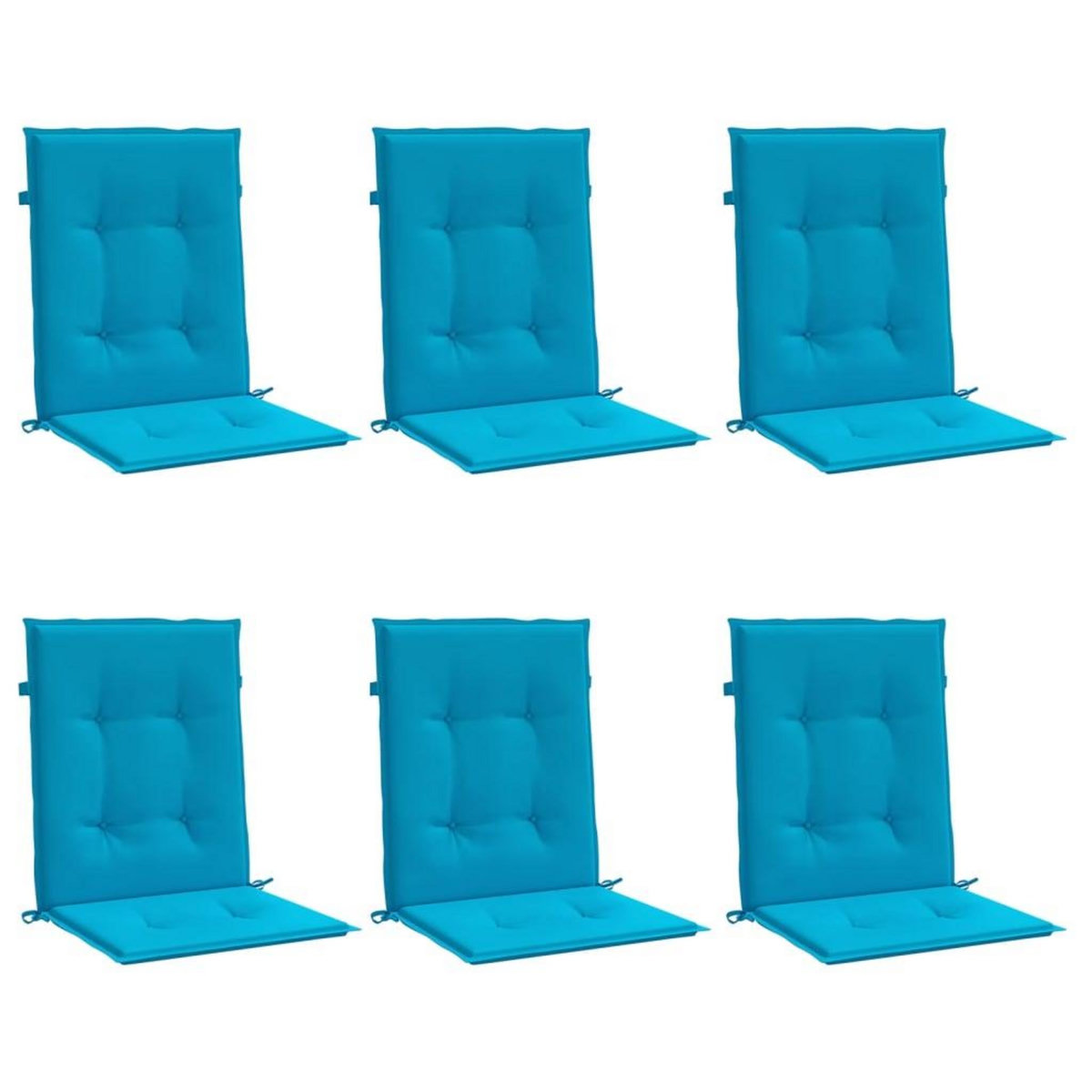 VIDAXL Coussins de chaise de jardin a dossier bas lot de 6 bleu
