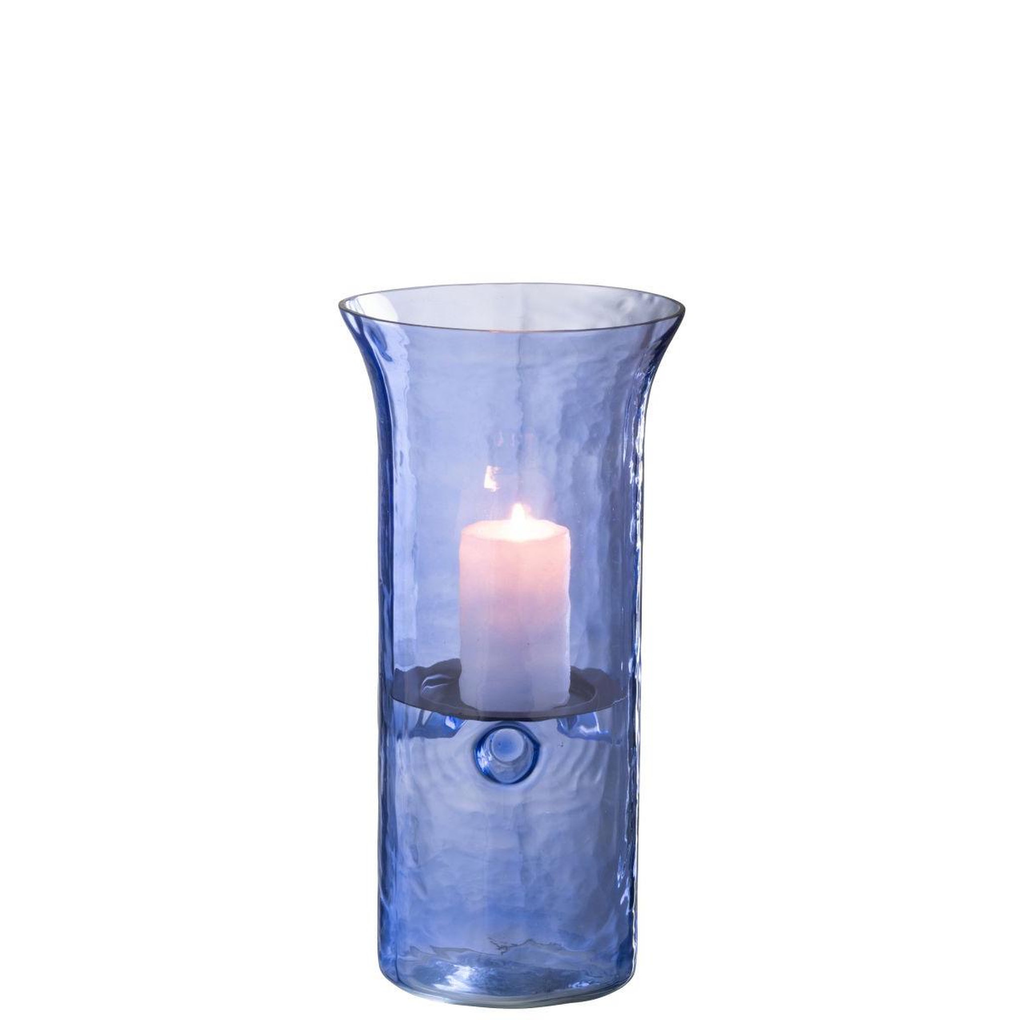 Voir la diapositive 2 : J-LINE Photophore étroit en verre  tarifa  30cm bleu