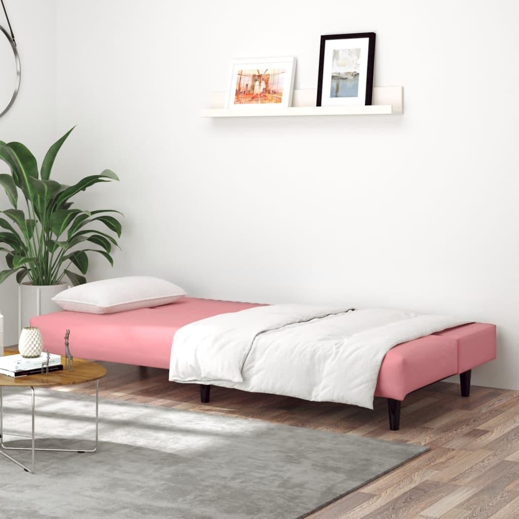 Voir la diapositive 3 : VIDAXL Canape-lit a 2 places rose velours