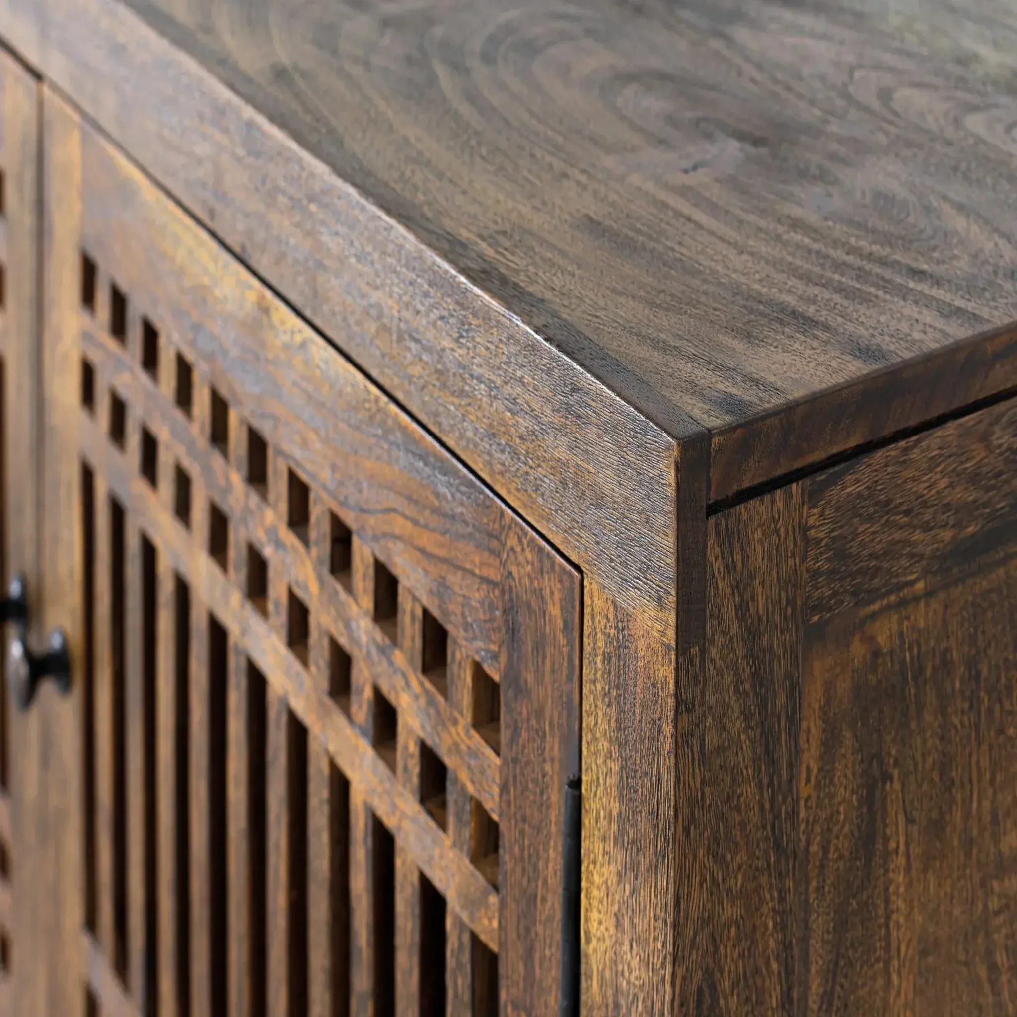 Voir la diapositive 3 : GINER Y COLOMER SL Meuble tv en bois d'acacia 200 cm style industriel avec inspiration orientale