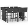 Voir la diapositive 2 : VIDAXL Ensemble de bar de jardin 9 pcs avec coussins noir poly rotin