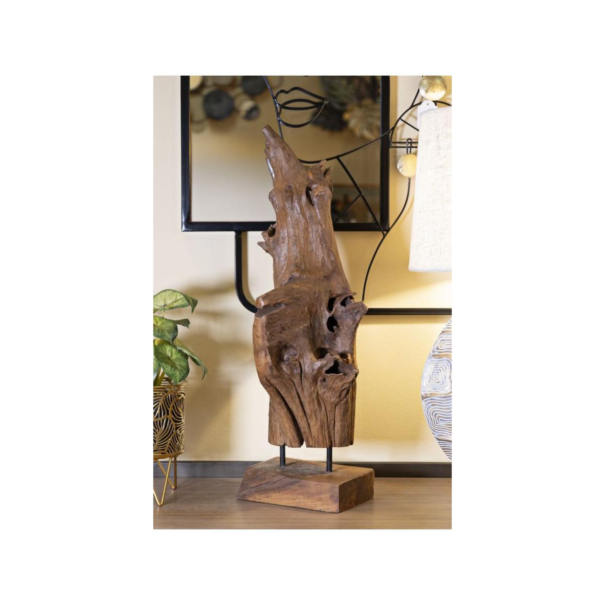 Voir la diapositive 6 : Paris Prix Objet déco tronc d'arbre en teck  akars  64cm naturel