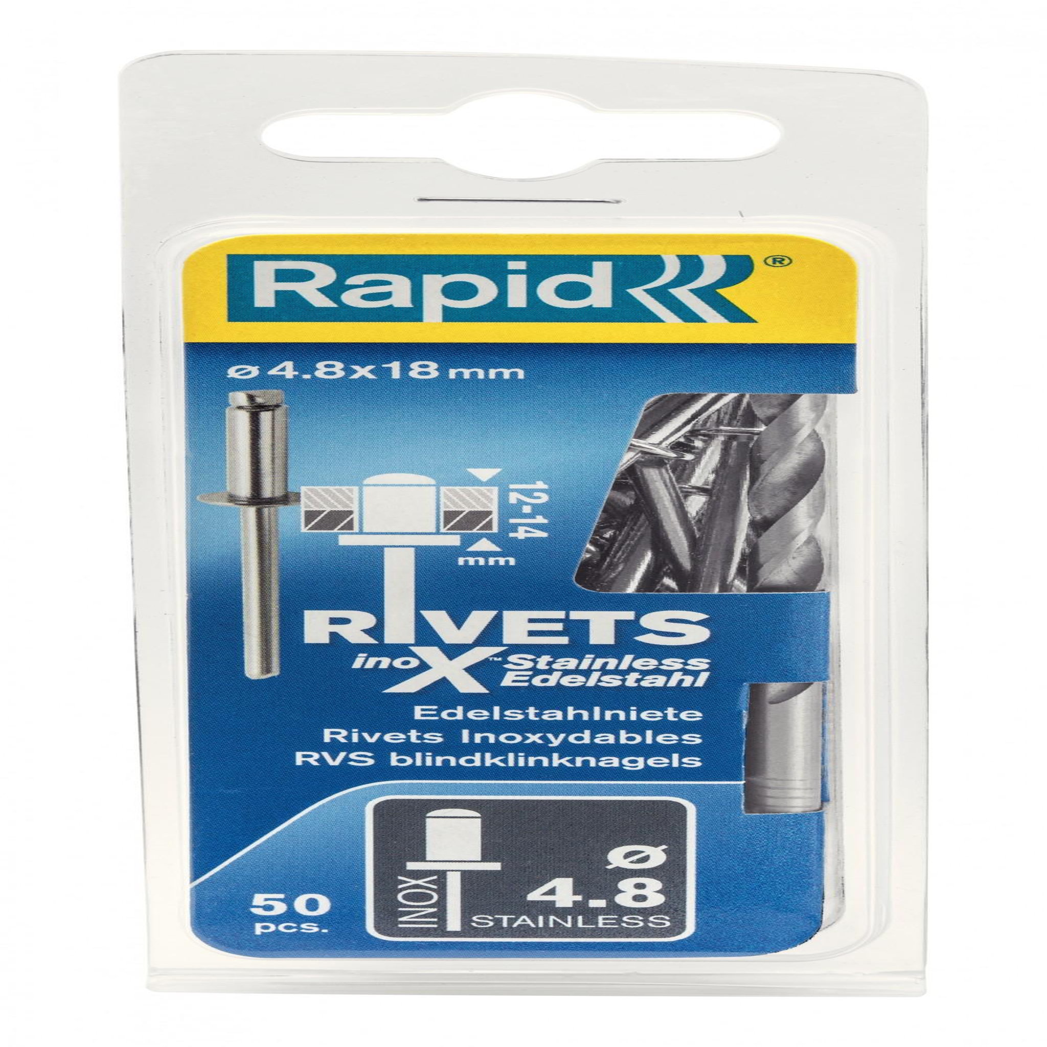 Rapid Lot de 50 rivets inox Diam.4.8 x H.18 mm RAPID