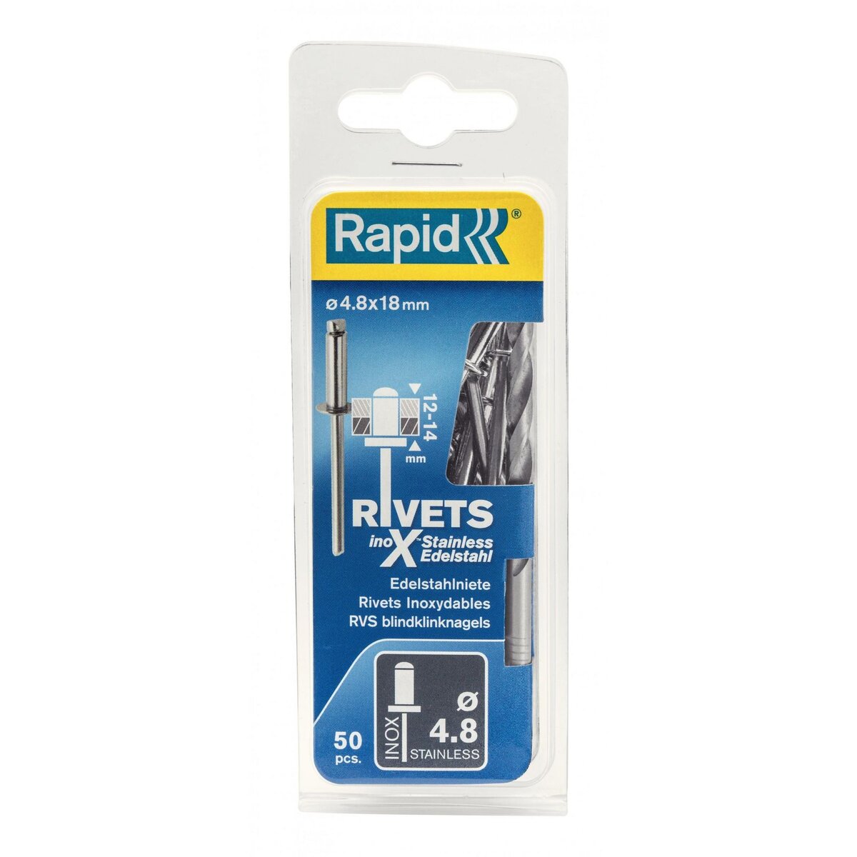 Rapid Lot de 50 rivets inox Diam.4.8 x H.18 mm RAPID