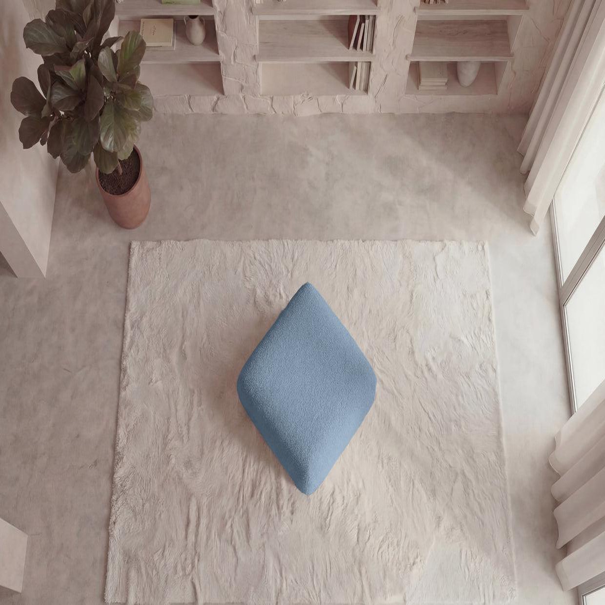 Voir la diapositive 5 : CASANOVA PARIS Ariel - pouf en tissu bouclette 80x80x40