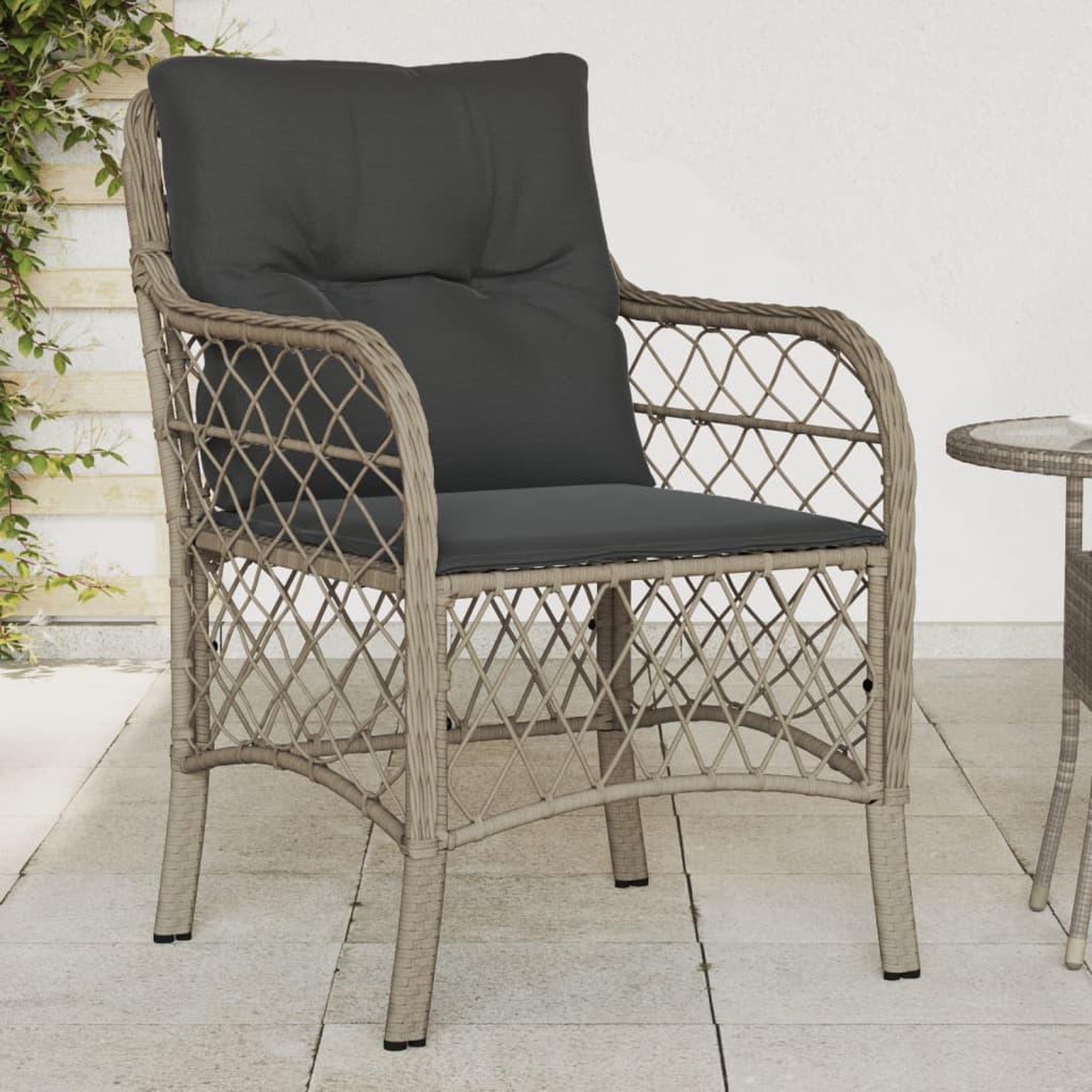 VIDAXL Chaises de jardin coussins lot de 2 gris clair resine tressee