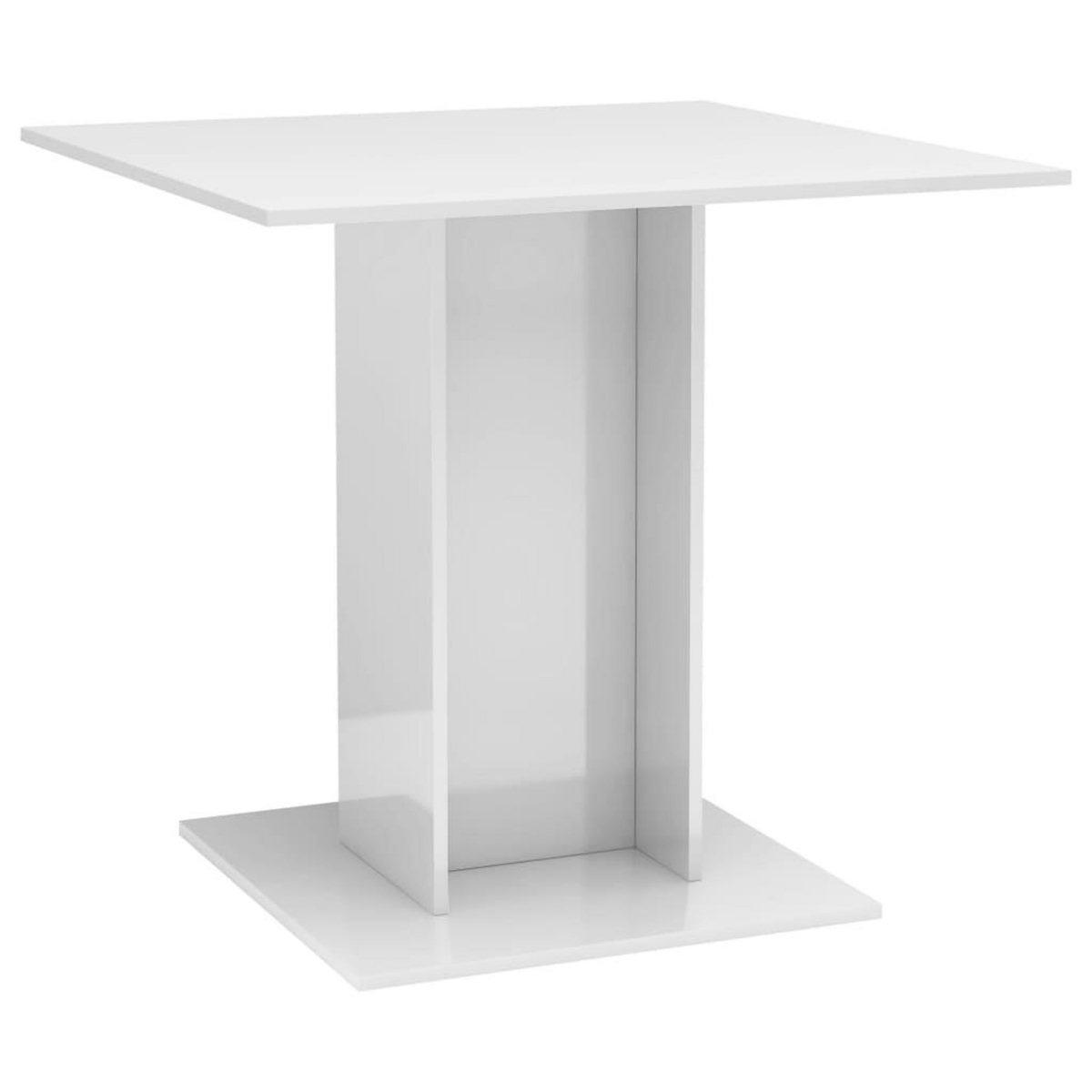 VIDAXL Table a manger blanc brillant 80x80x75 cm bois d'ingenierie
