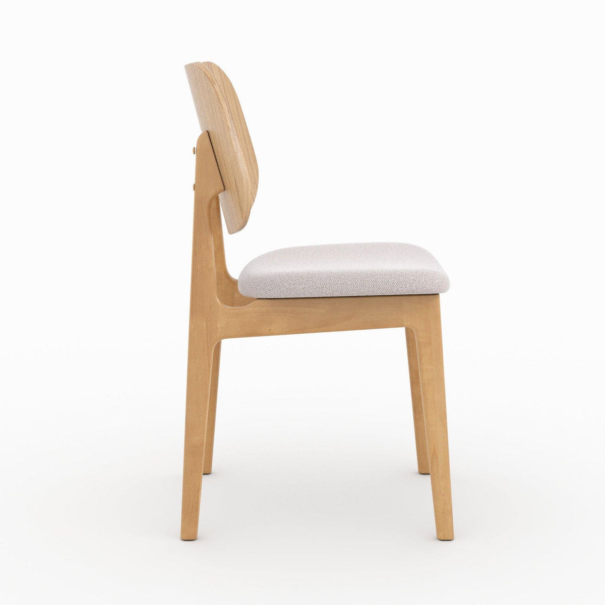 Rendez vous déco Lot de 2 chaises en bois clair et tissu beige-Clyde