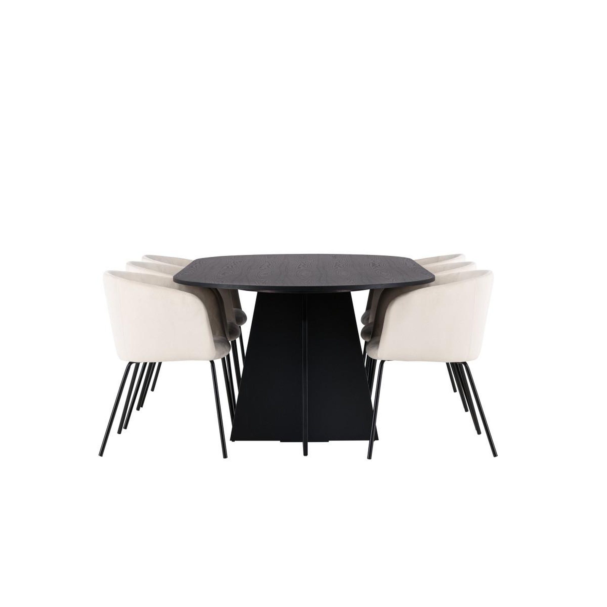 Voir la diapositive 2 : Paris Prix Ensemble table à manger & 6 chaises  bootcut & berit  230cm noir & beige clair