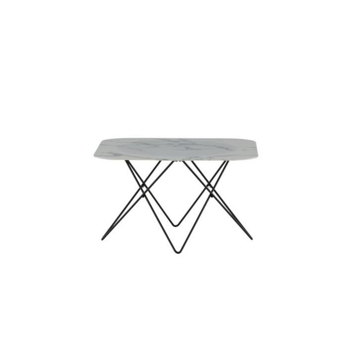 Paris Prix Table Basse en Verre Marbré  Tristar  80cm Blanc