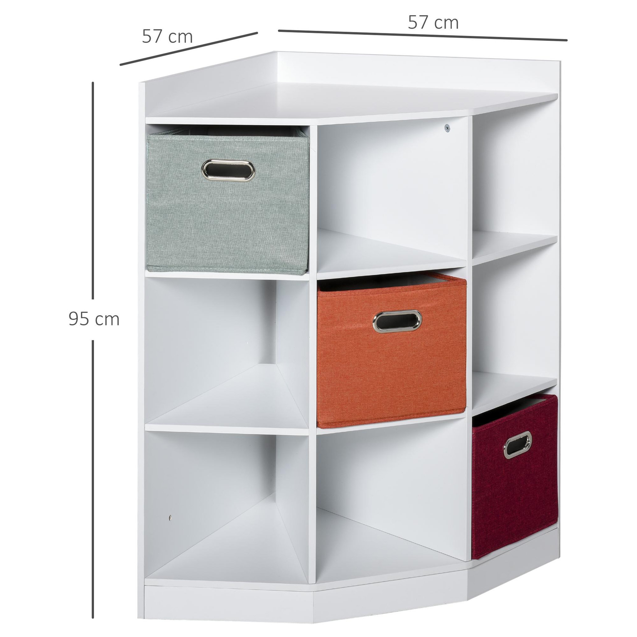Voir la diapositive 3 : HOMCOM Meuble de rangement d'angle unité de rangement 9 niches 3 tiroirs non tissé MDF blanc