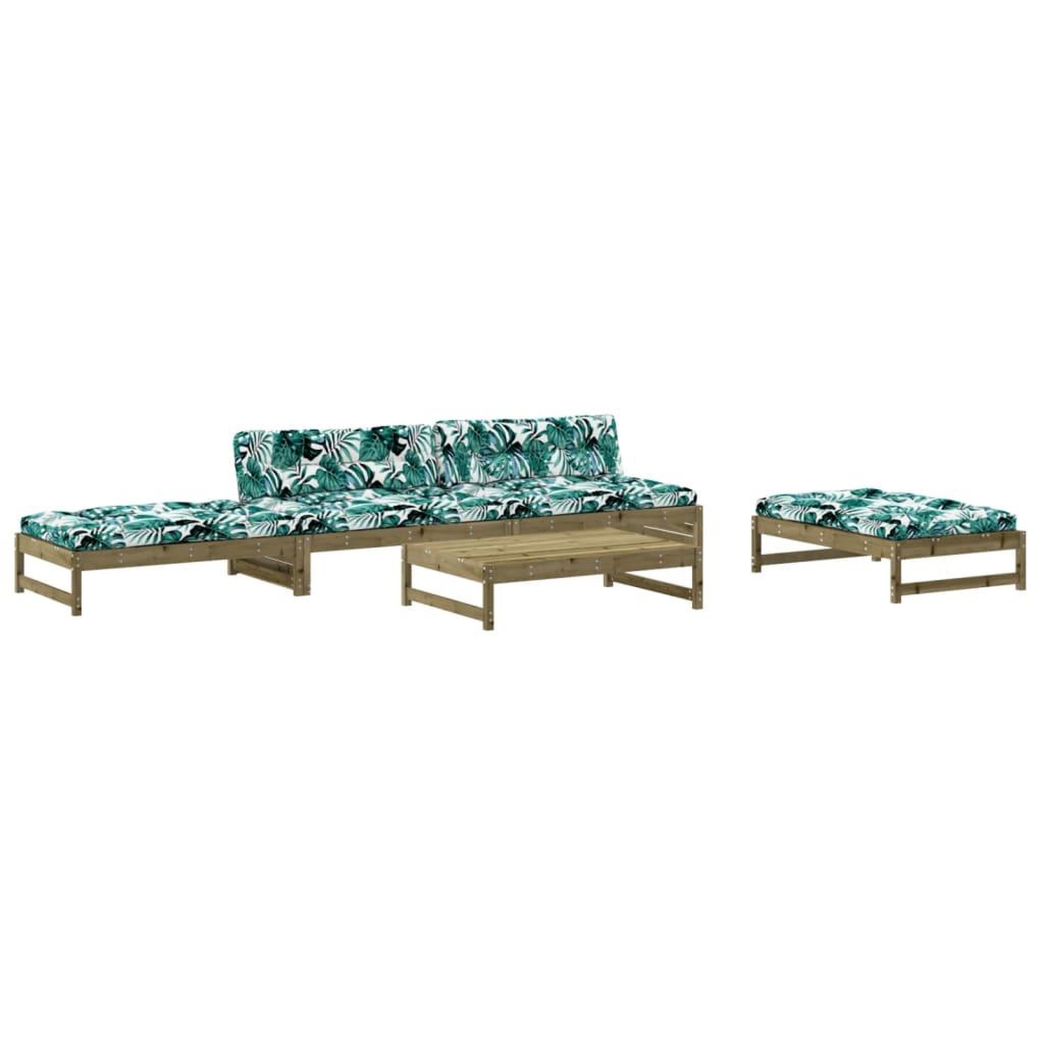 Voir la diapositive 2 : VIDAXL Salon de jardin 5 pcs avec coussins bois de pin impregne