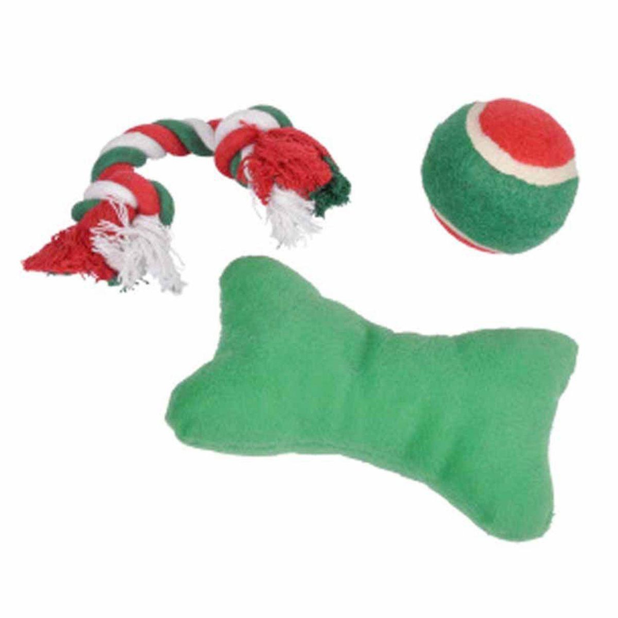 Voir la diapositive 1 : LOVE STORY Lot de 3 Jouets pour Chien  Chaussette Noël  30cm Vert