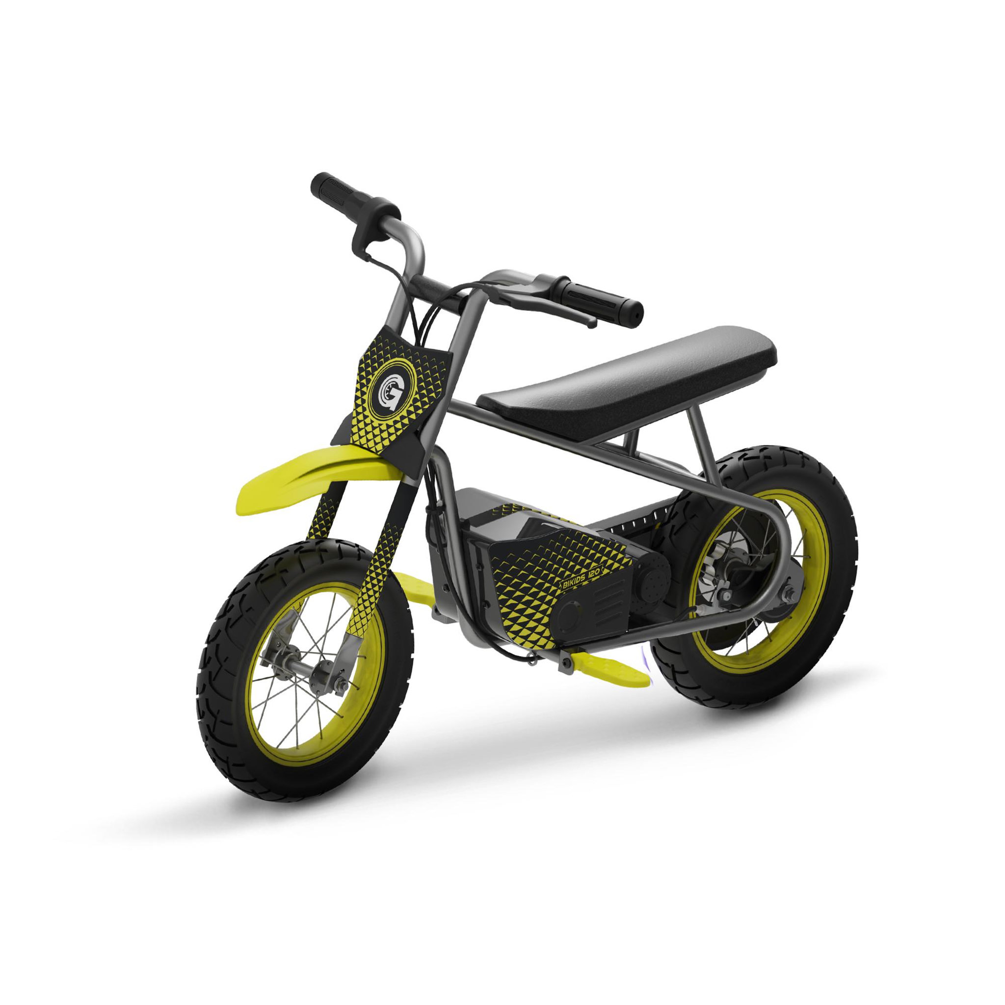 Voir la diapositive 3 : URBANGLIDE Moto électrique enfant urbanglide bikids 120 – 6 ans et + – vitesse 13km/h – autonomie 40min – pneus 12'' chambre à air – poids 11kg