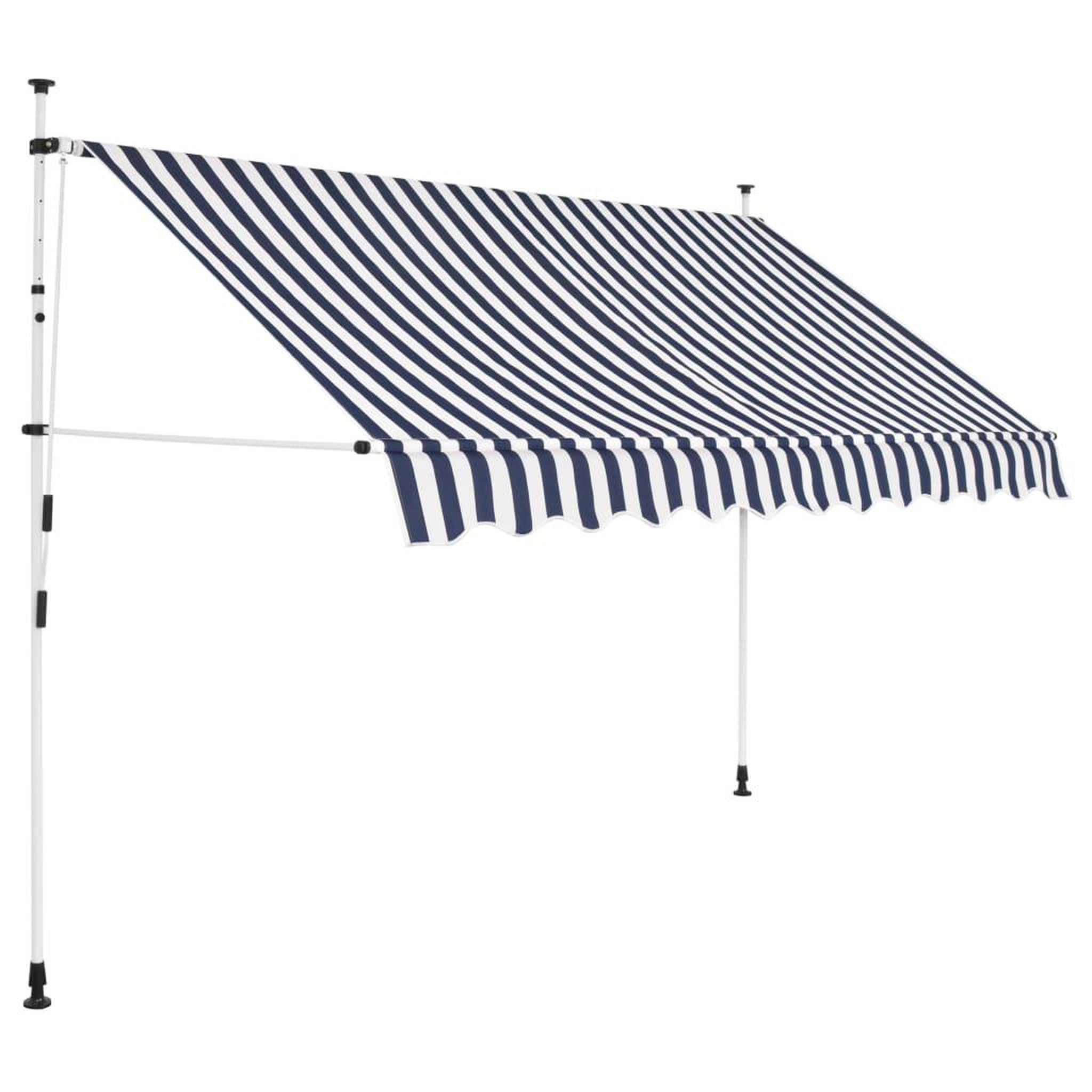 Voir la diapositive 1 : VIDAXL Auvent retractable manuel 250 cm Rayures bleues et blanches
