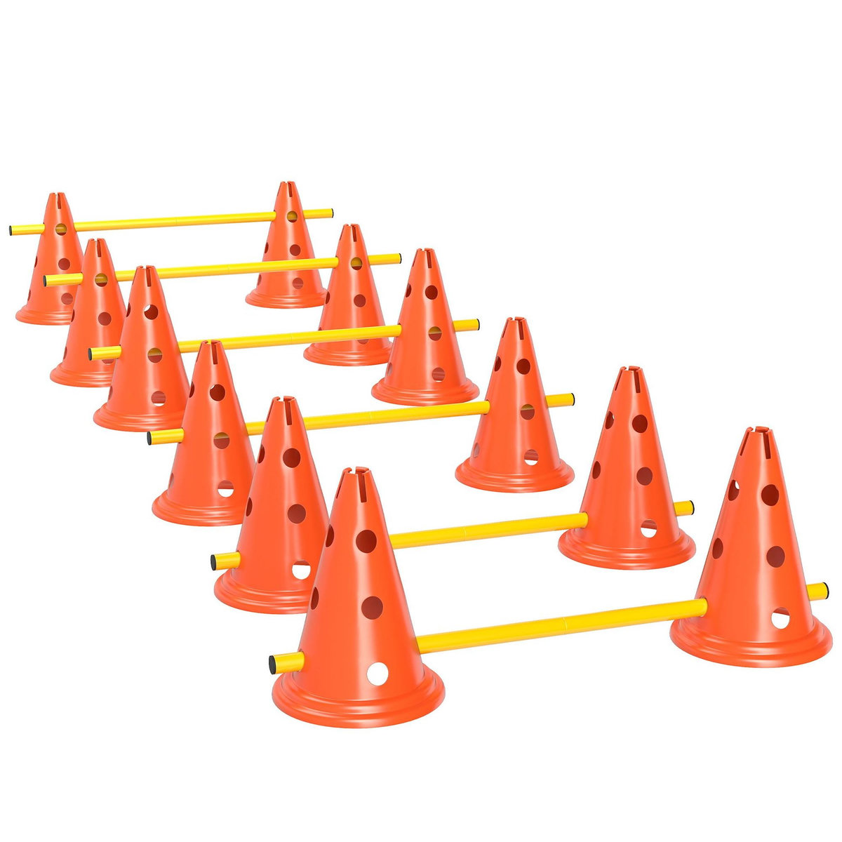 PAWHUT Set d'obstacles agility 12 cônes 6 piquets pour chien sac transport inclus