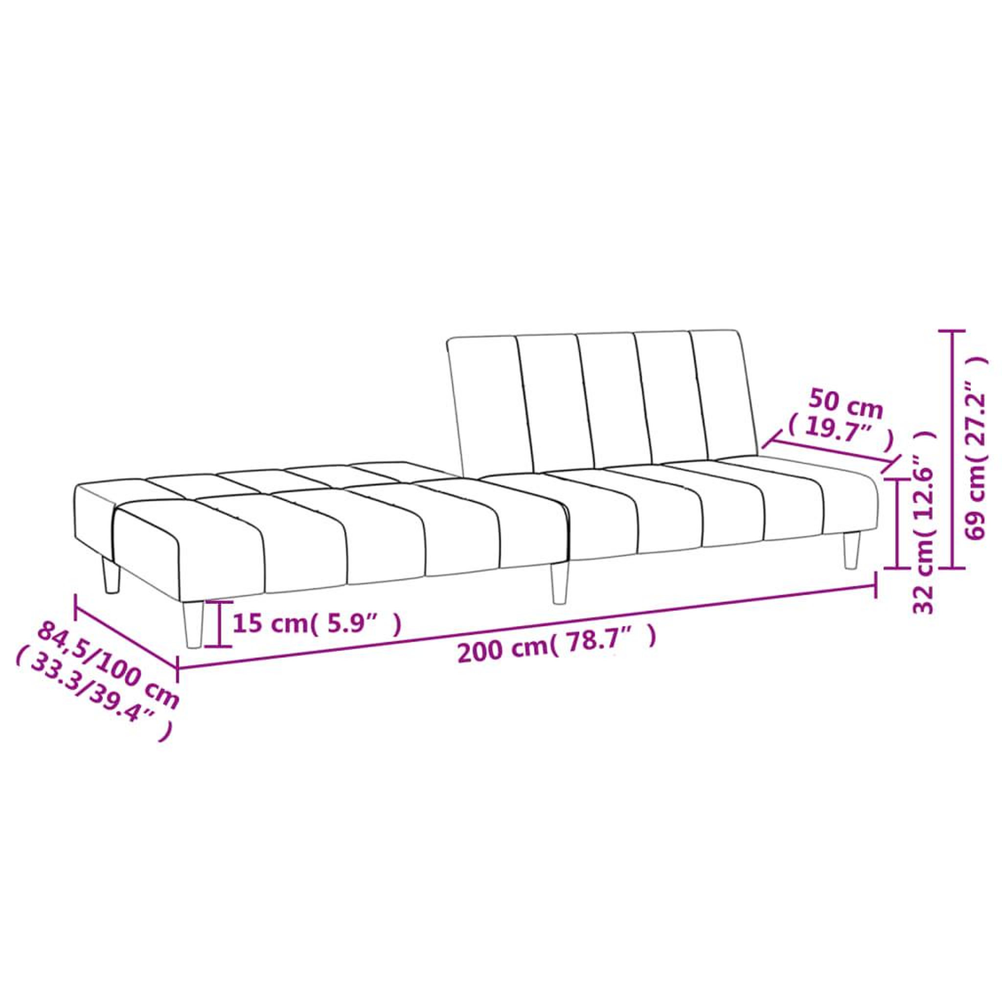 Voir la diapositive 6 : VIDAXL Canape-lit a 2 places gris clair tissu