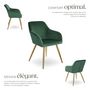 Voir la diapositive 3 : tectake Chaise rembourrée aspect velours vert foncé/or Lot de 4