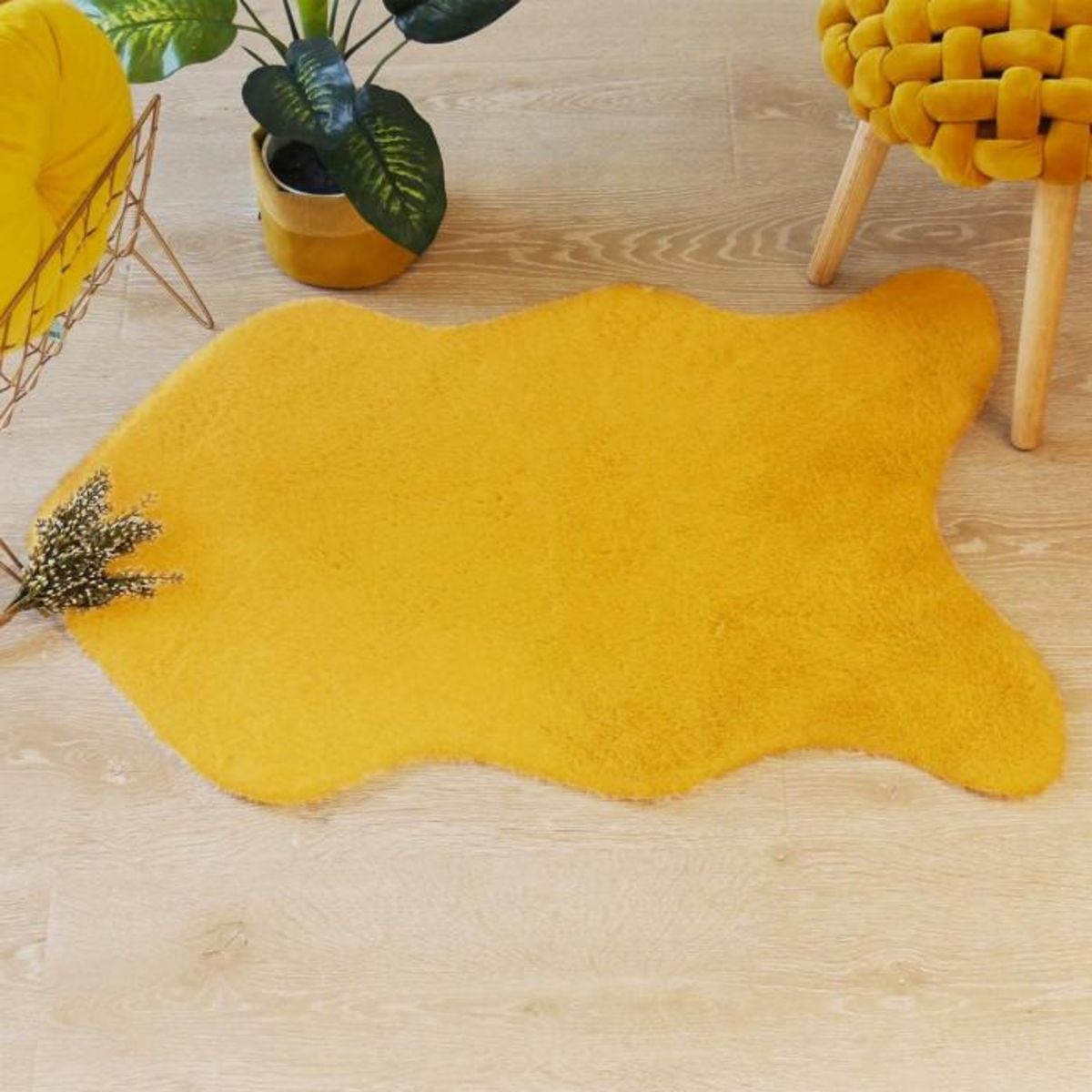Paris Prix Tapis Imitation Fourrure  Doucea  60x90cm Ocre