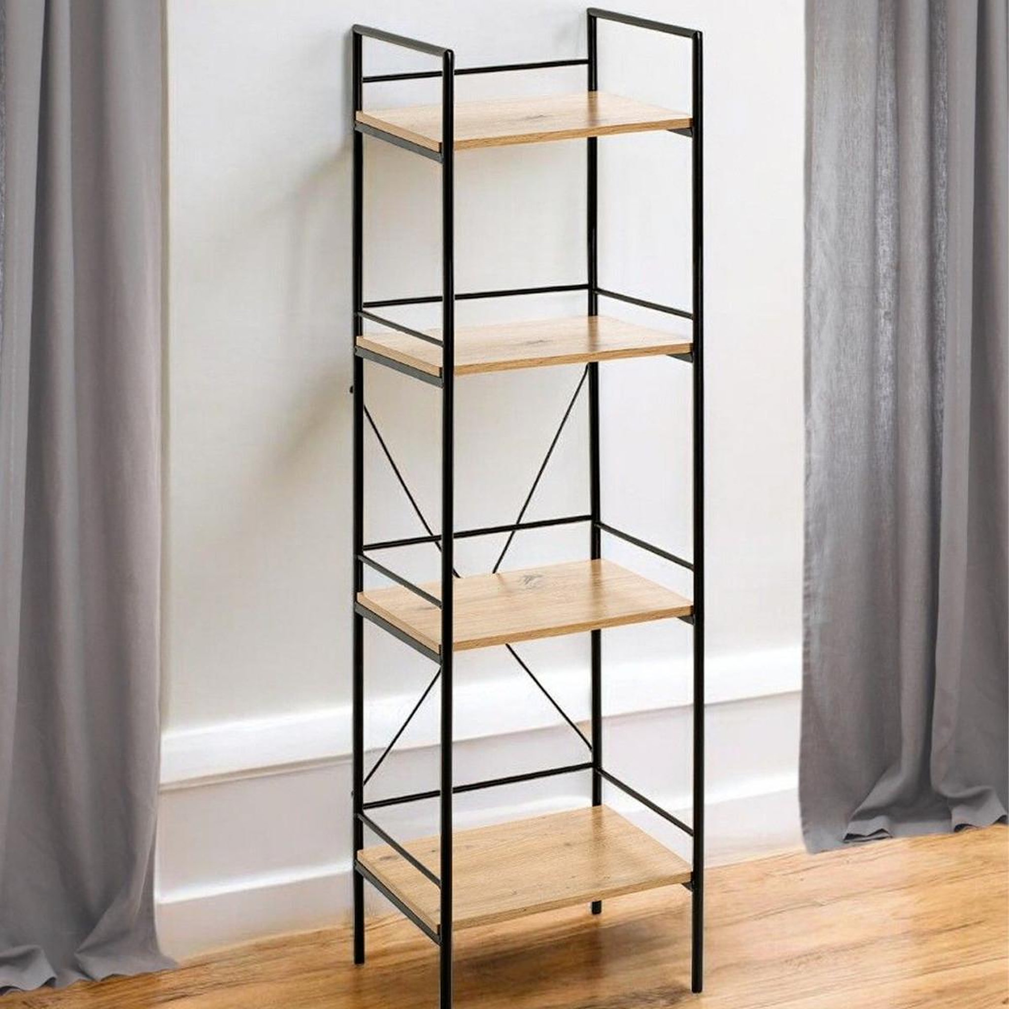 Voir la diapositive 4 : Paris Prix Étagère design 4 niveaux  edgar  130cm naturel & noir