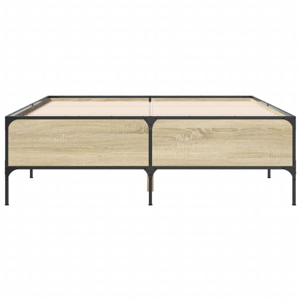 VIDAXL Cadre de lit sans matelas chene sonoma 135x190 cm
