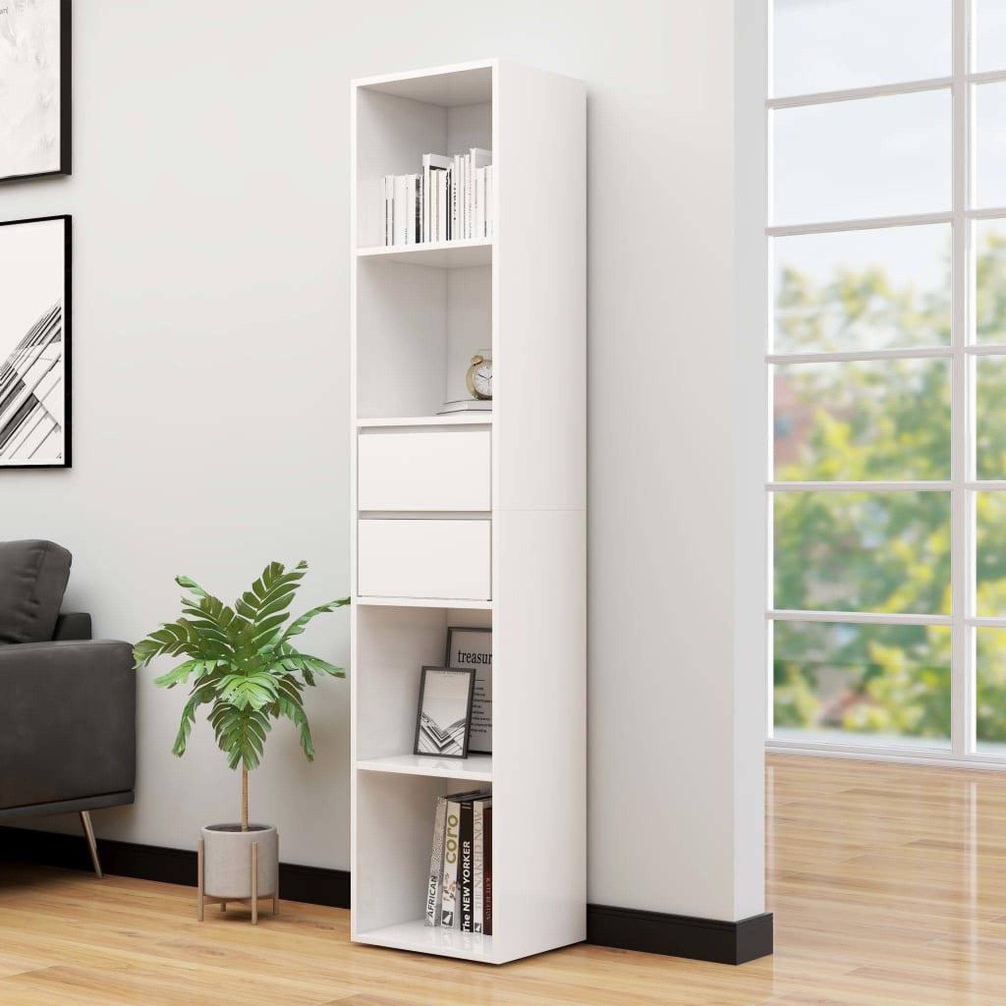 Voir la diapositive 1 : VIDAXL Bibliotheque Blanc brillant 36x30x171 cm Bois d'ingenierie