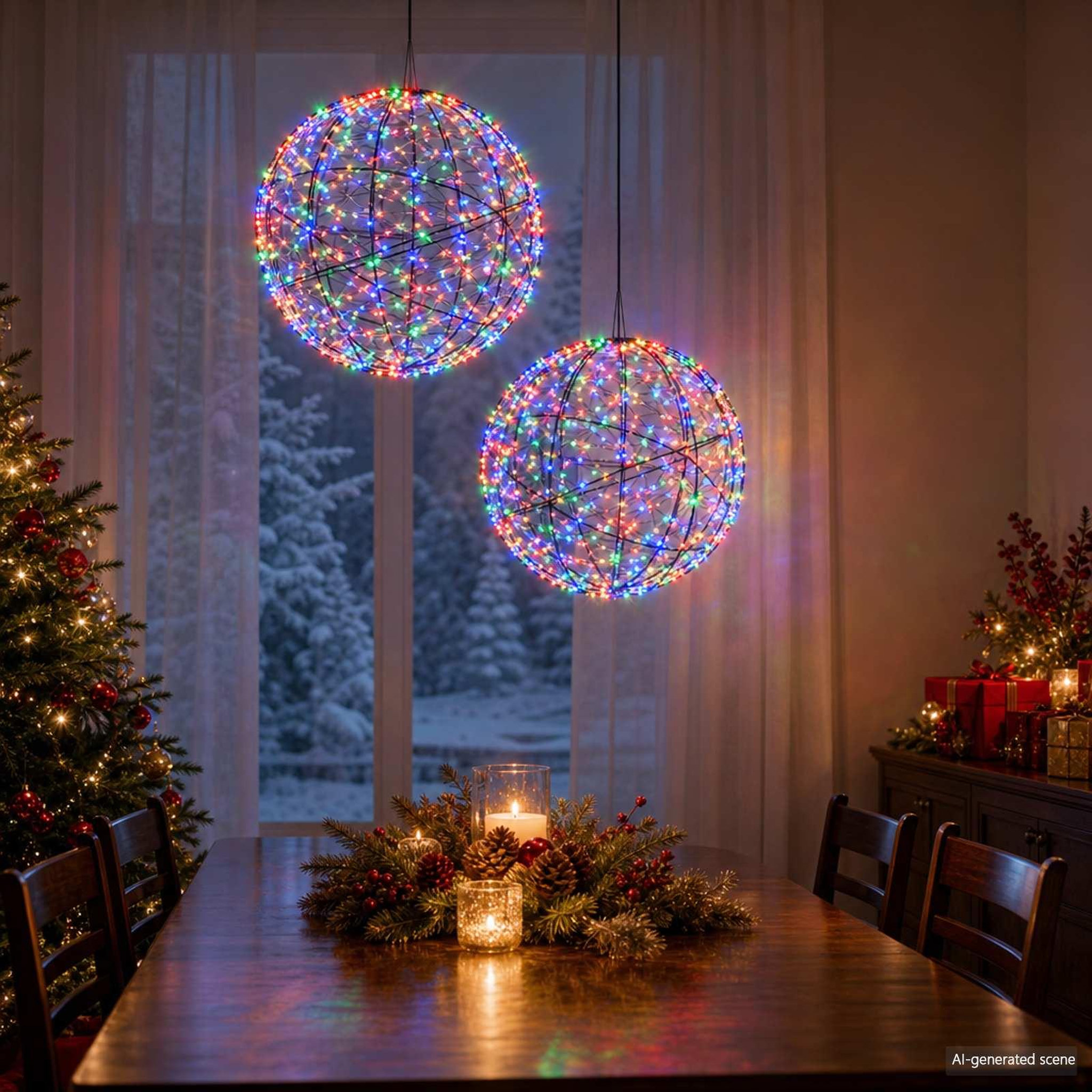 Voir la diapositive 4 : VIDAXL Lumiere de finial de Noël 2 pc 1000 LED Multicolore