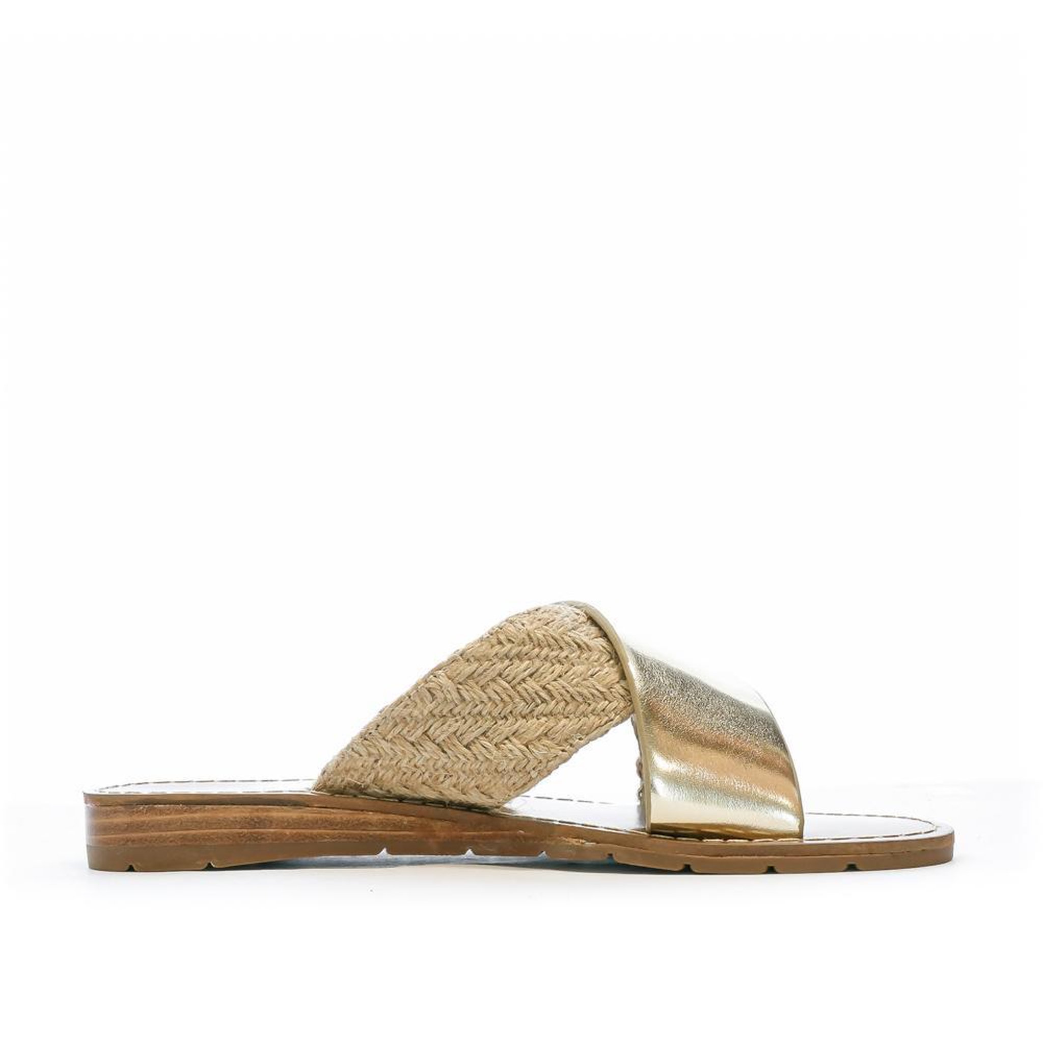 Voir la diapositive 2 : CHATTAWAK Claquettes Croisées Dorées Femme Chattawak Brana