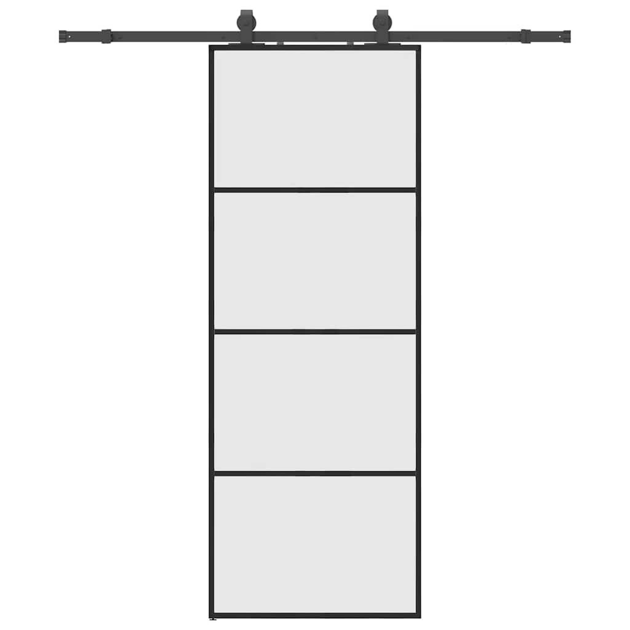 Voir la diapositive 2 : VIDAXL Porte coulissante kit de quincaillerie noir 76x205 cm verre ESG
